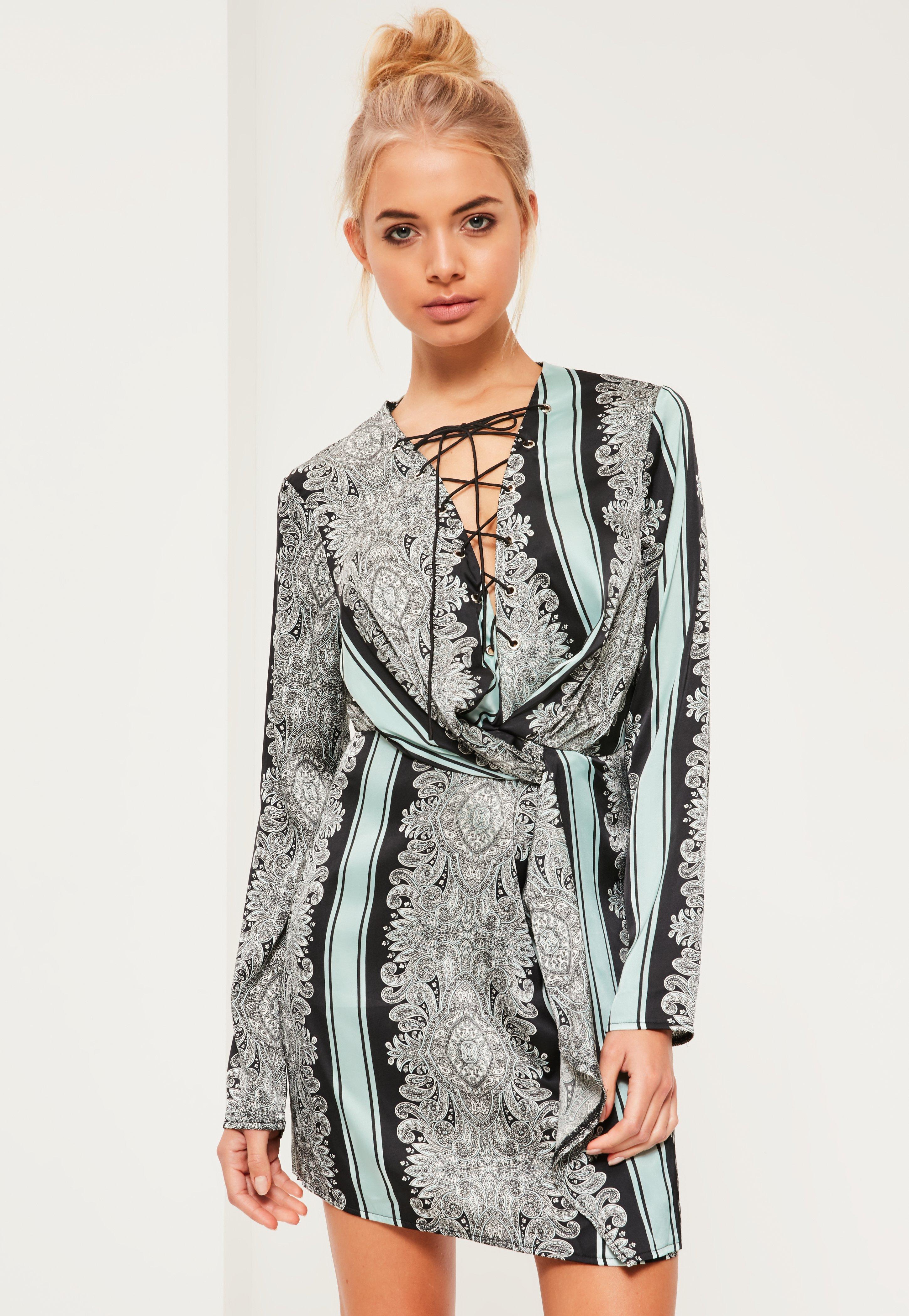 missguided silky wrap dress