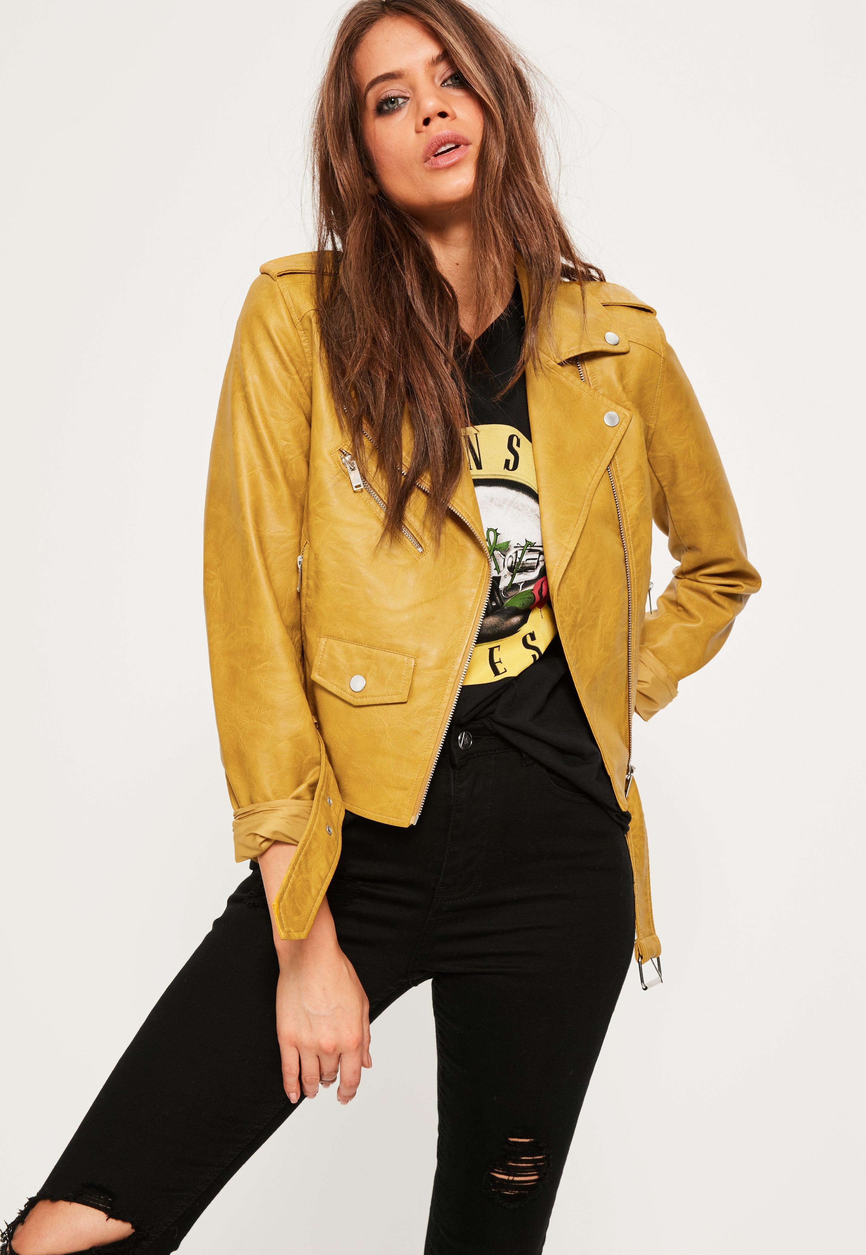 Missguided Mustard Ultimate Faux Leather Biker Jacket In Yellow Lyst Missguided Yellow Mustard Ultimate Faux Leather Biker Jacket Lyst View Fullscreen
