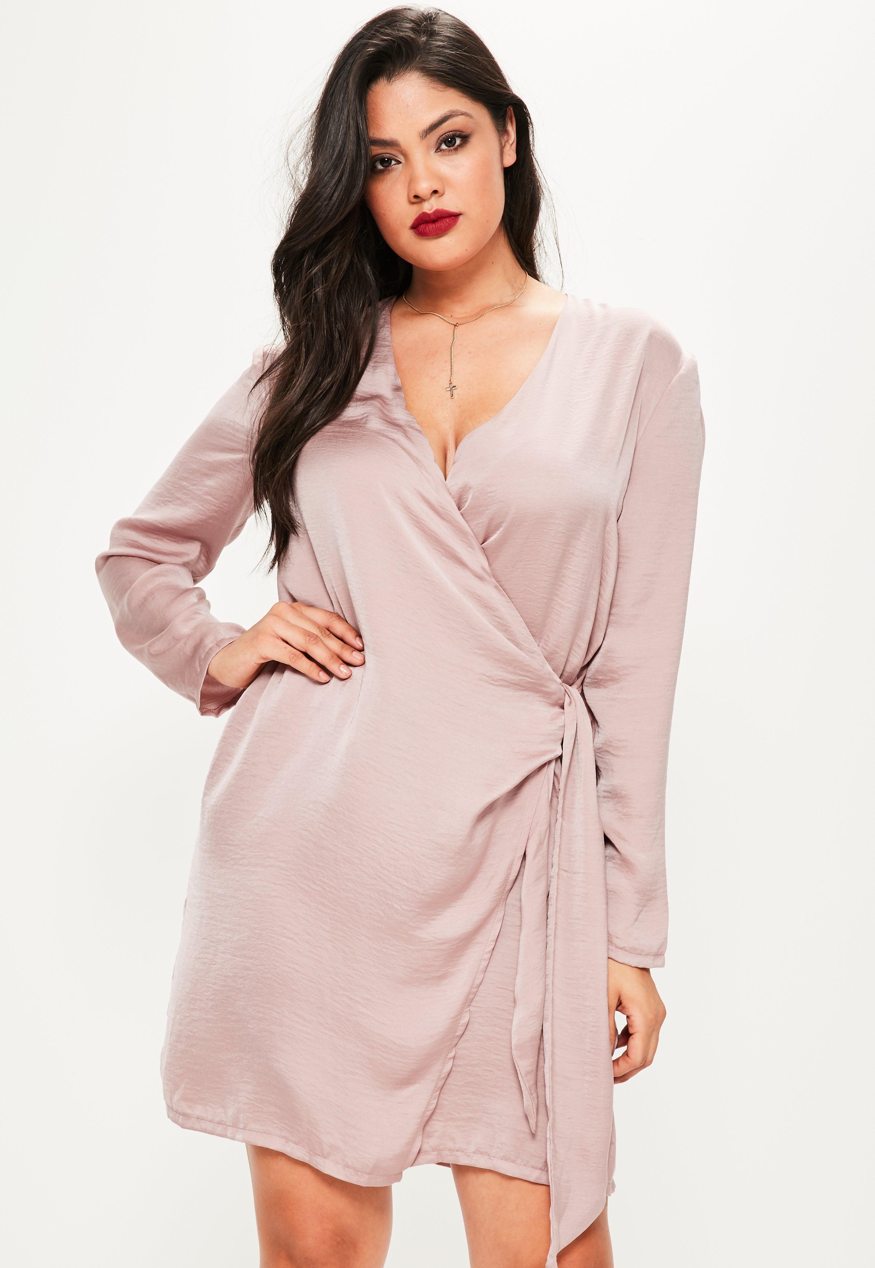 Plus Size Faux Suede Knot Front Dress Nude | Missguided