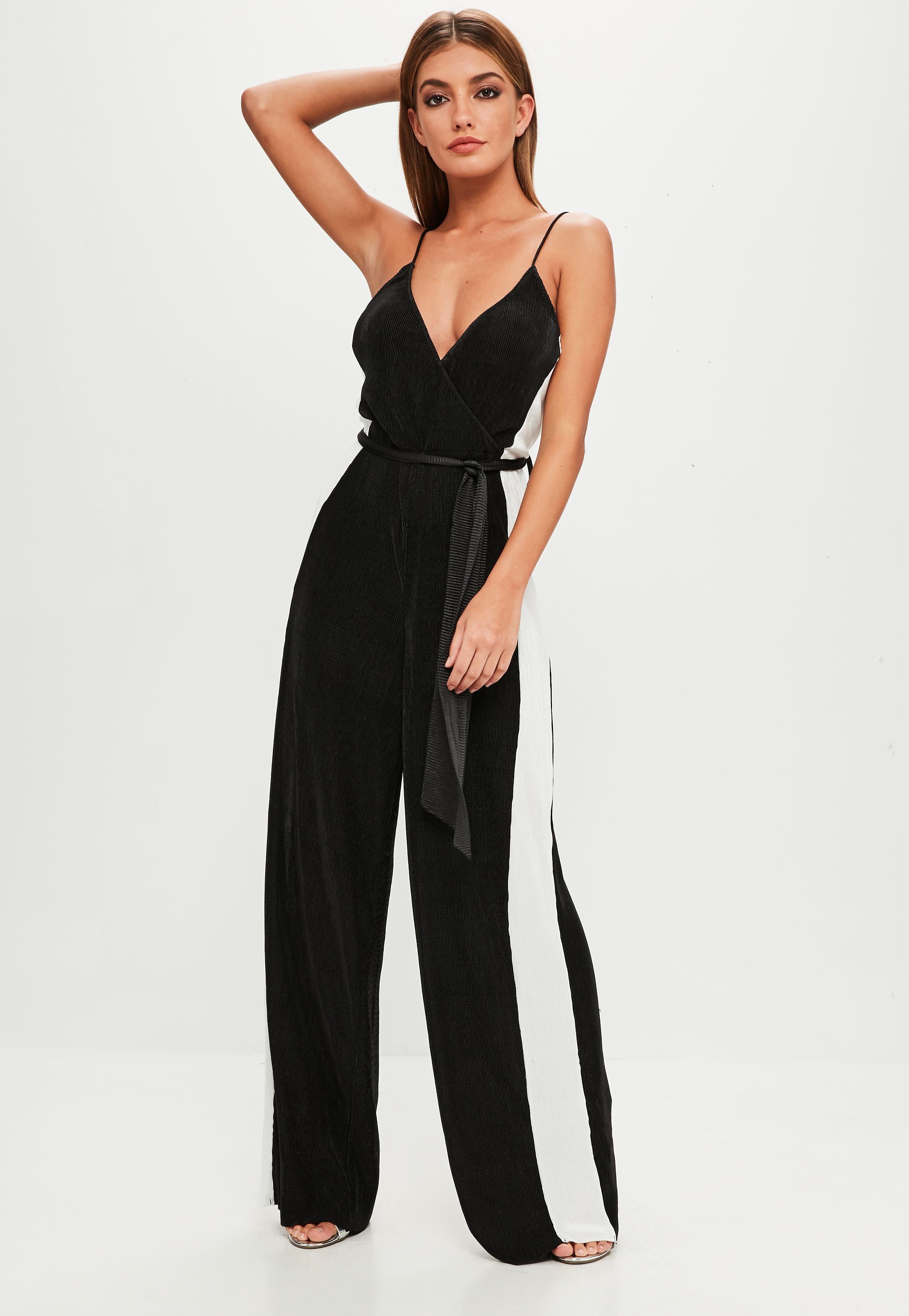 Lyst - Missguided Black Wrap Over Jumpsuit in Black