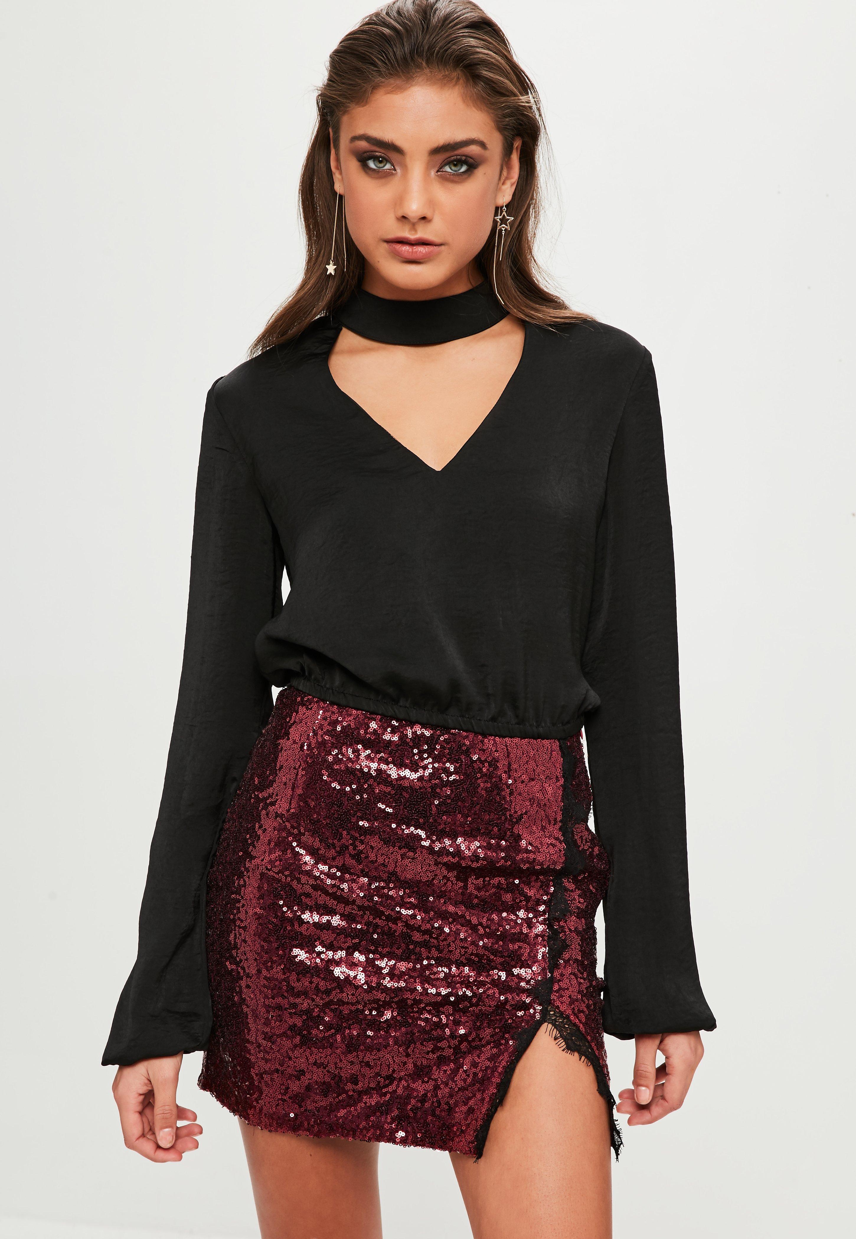Lyst - Missguided Red Sequin Mini Skirt in Red