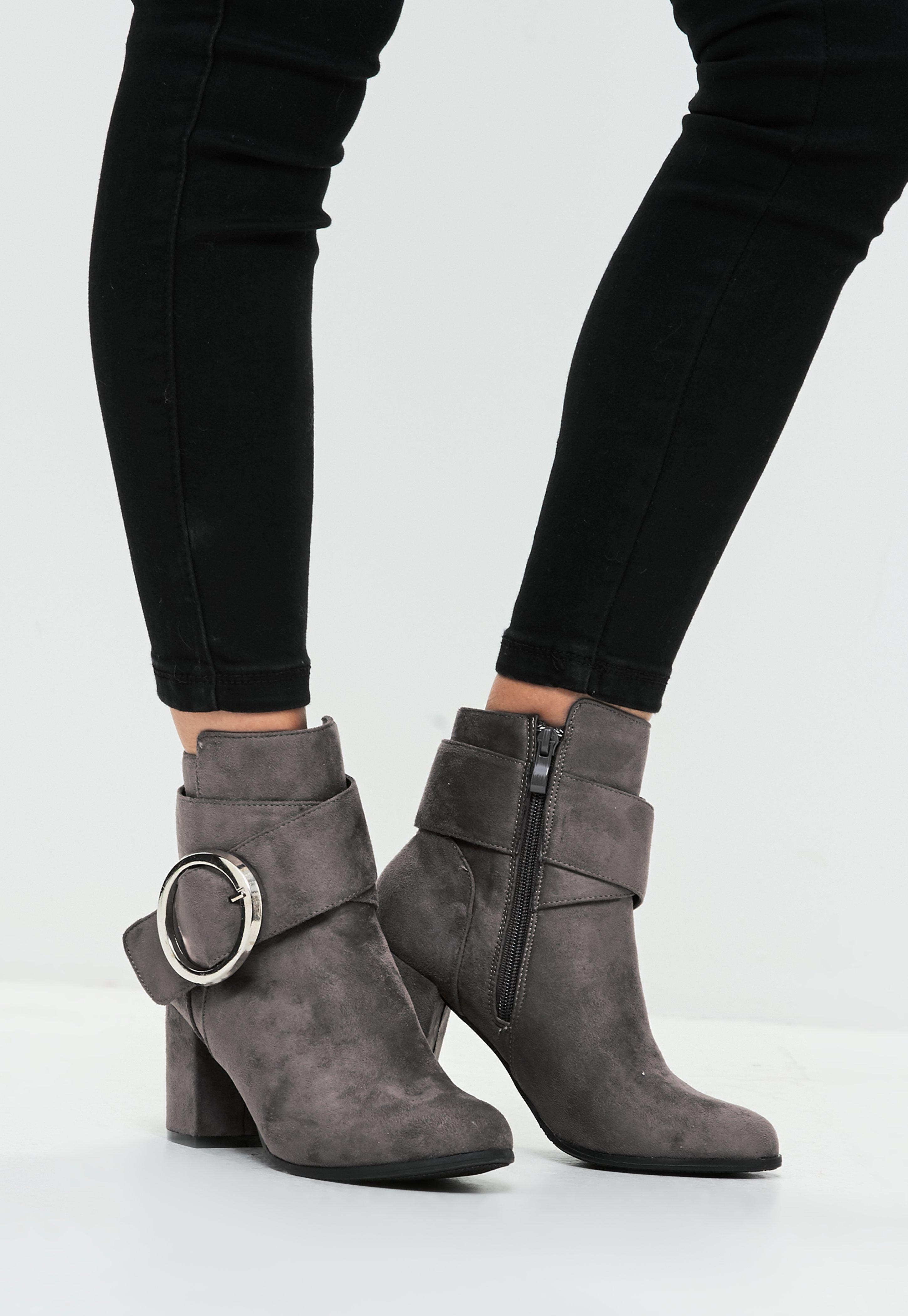 grey ankle flat boots