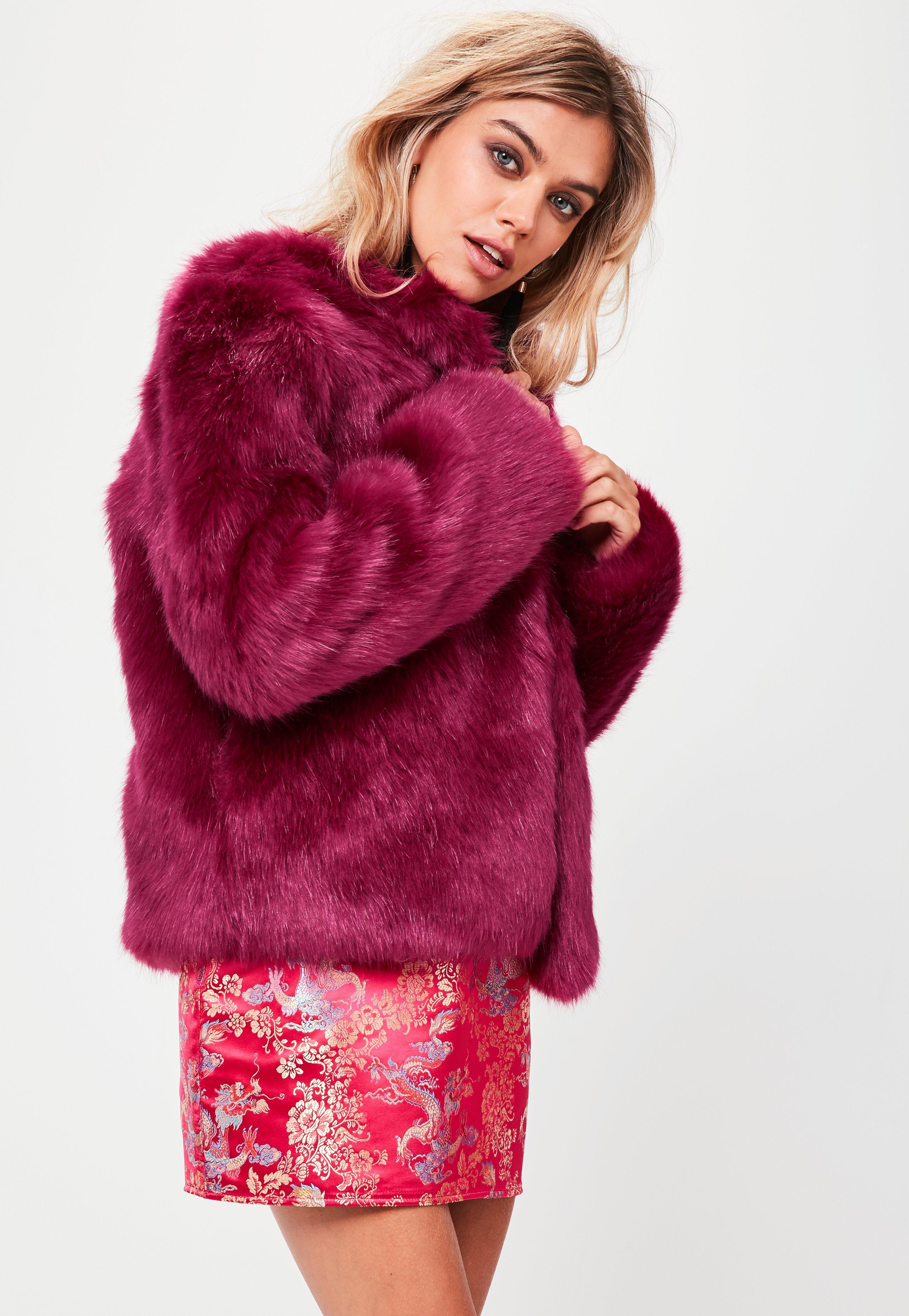 Lyst - Missguided Pink Collarless Faux Fur Coat in Pink