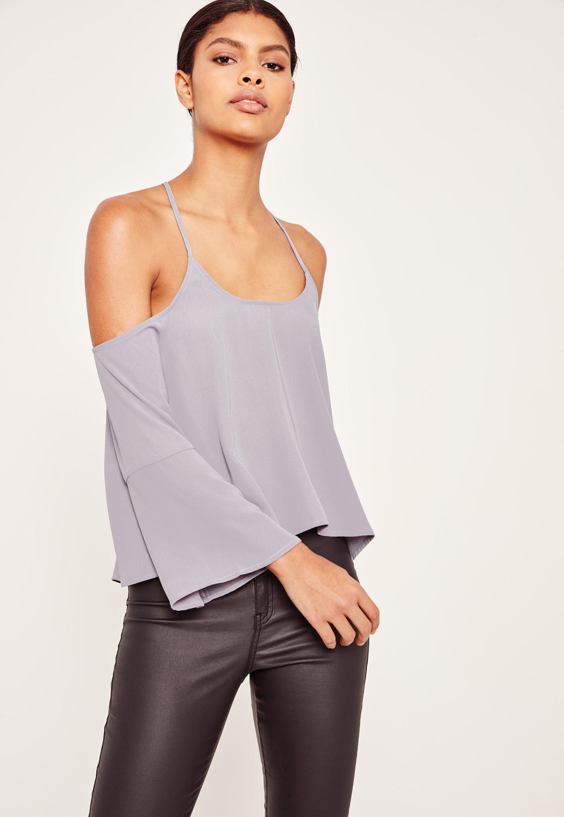 Shoulder Sleeve Gray - Lyst Missguided Cold Shoulder Flare Sleeve Grey In Gray shoulder sleeve gray lyst missguided cold shoulder flare sleeve grey in gray