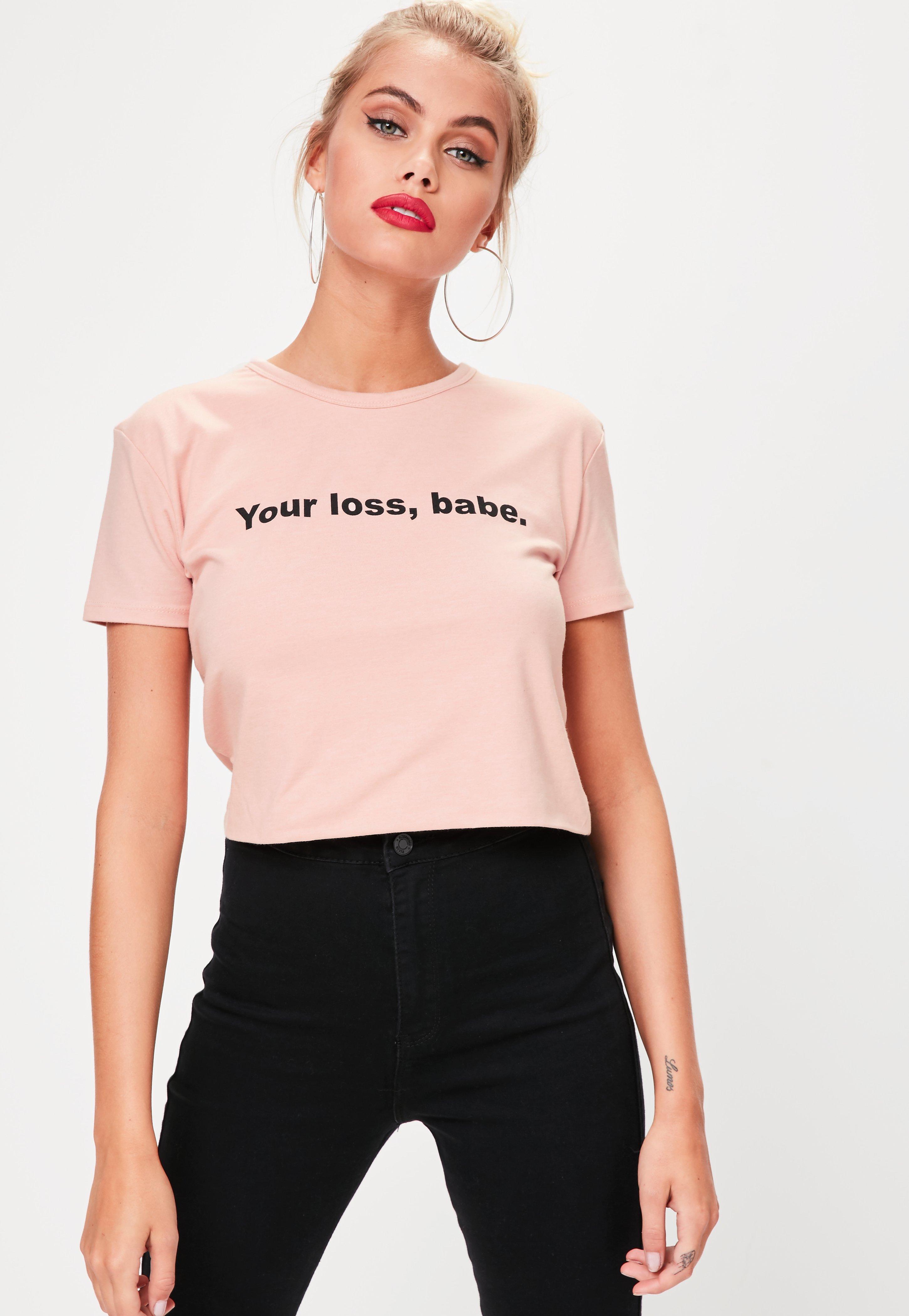 Lyst - Missguided Pink Your Loss, Babe Crop Top in Pink Gallery. Women's Button Up Shirts ...
