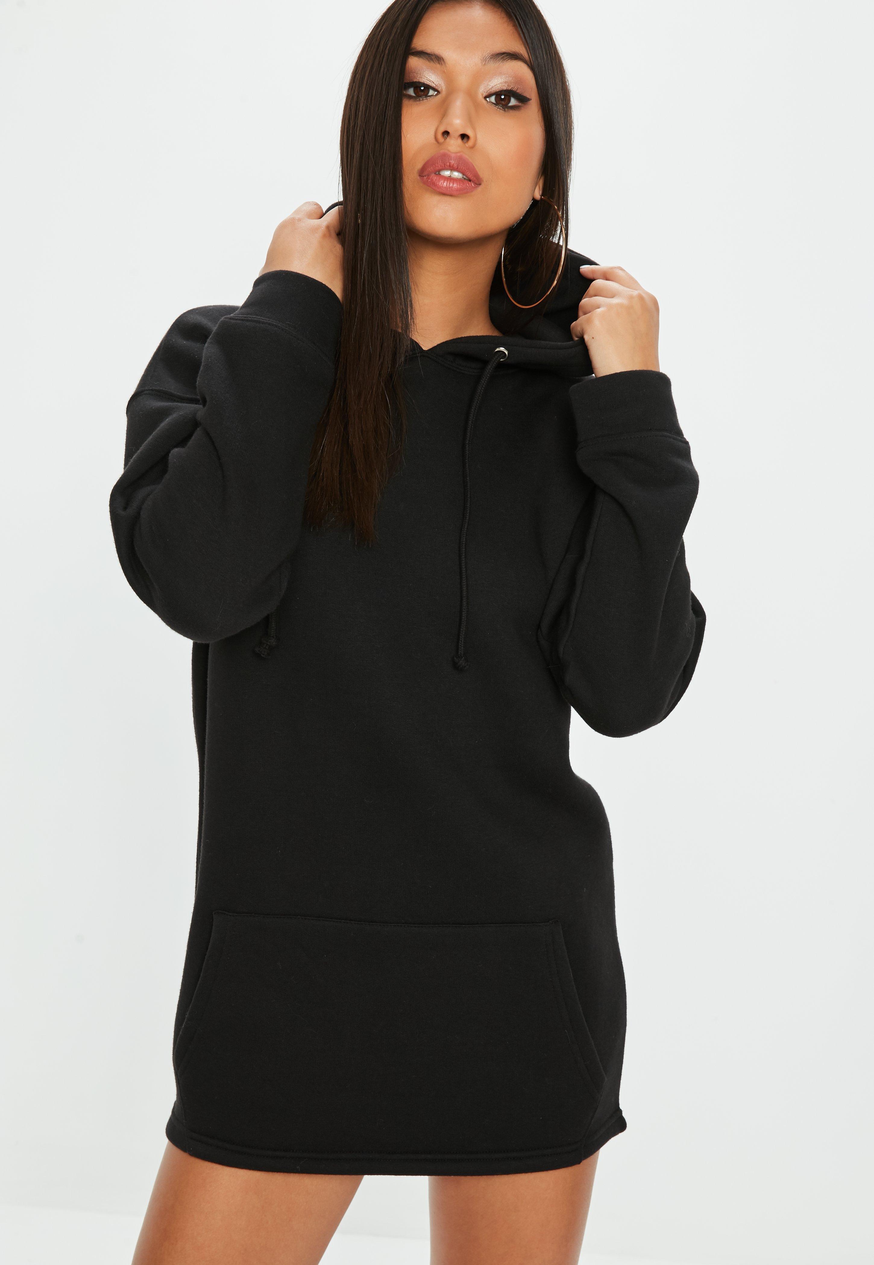 Download Lyst - Missguided Petite Black Hoodie Dress in Black