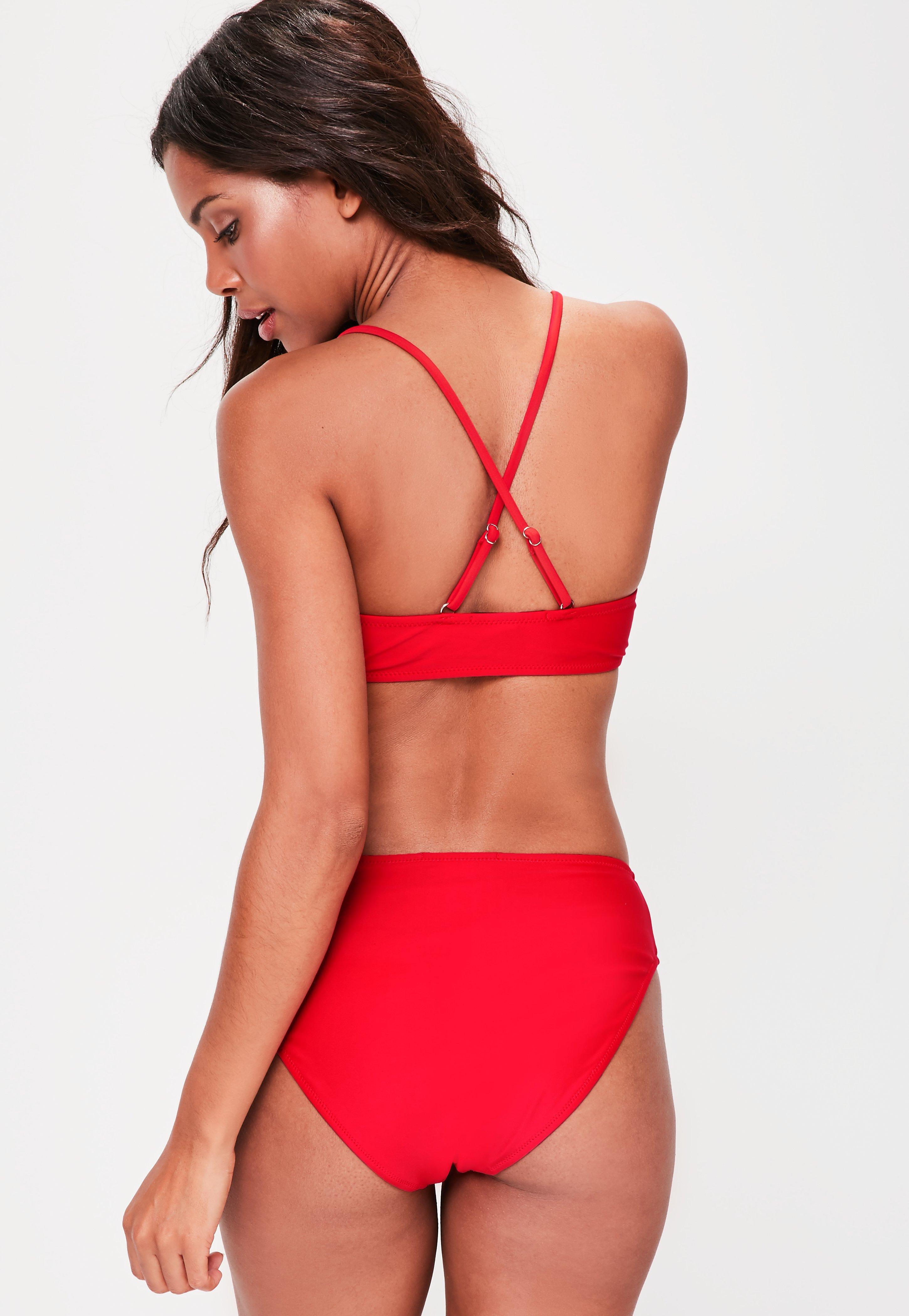 Lyst Missguided Red High Waist Bikini Bottoms Mix And Match In Red 4578