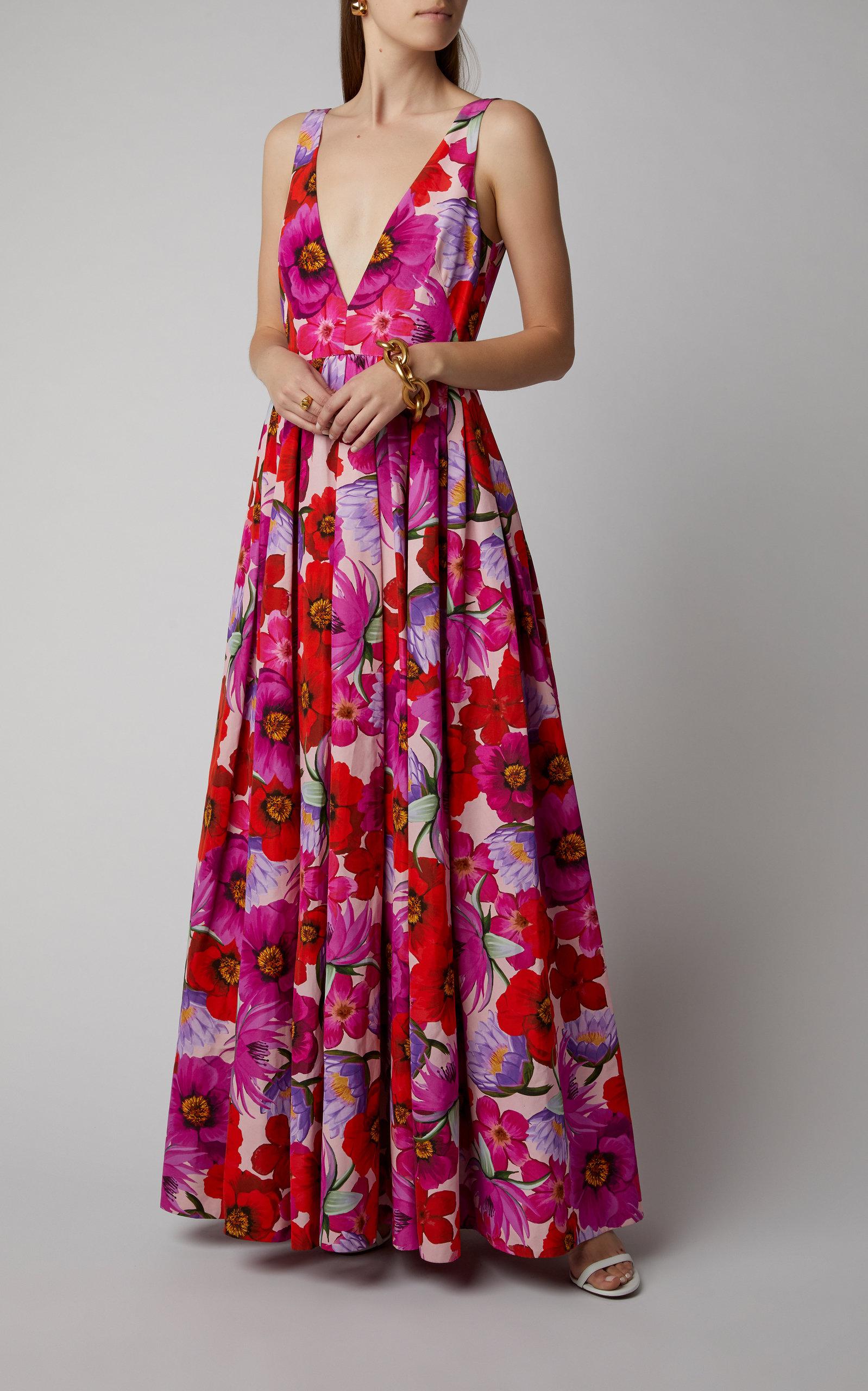 Borgo De Nor Isabella Floral-print Cotton-blend Maxi Dress in Pink - Lyst