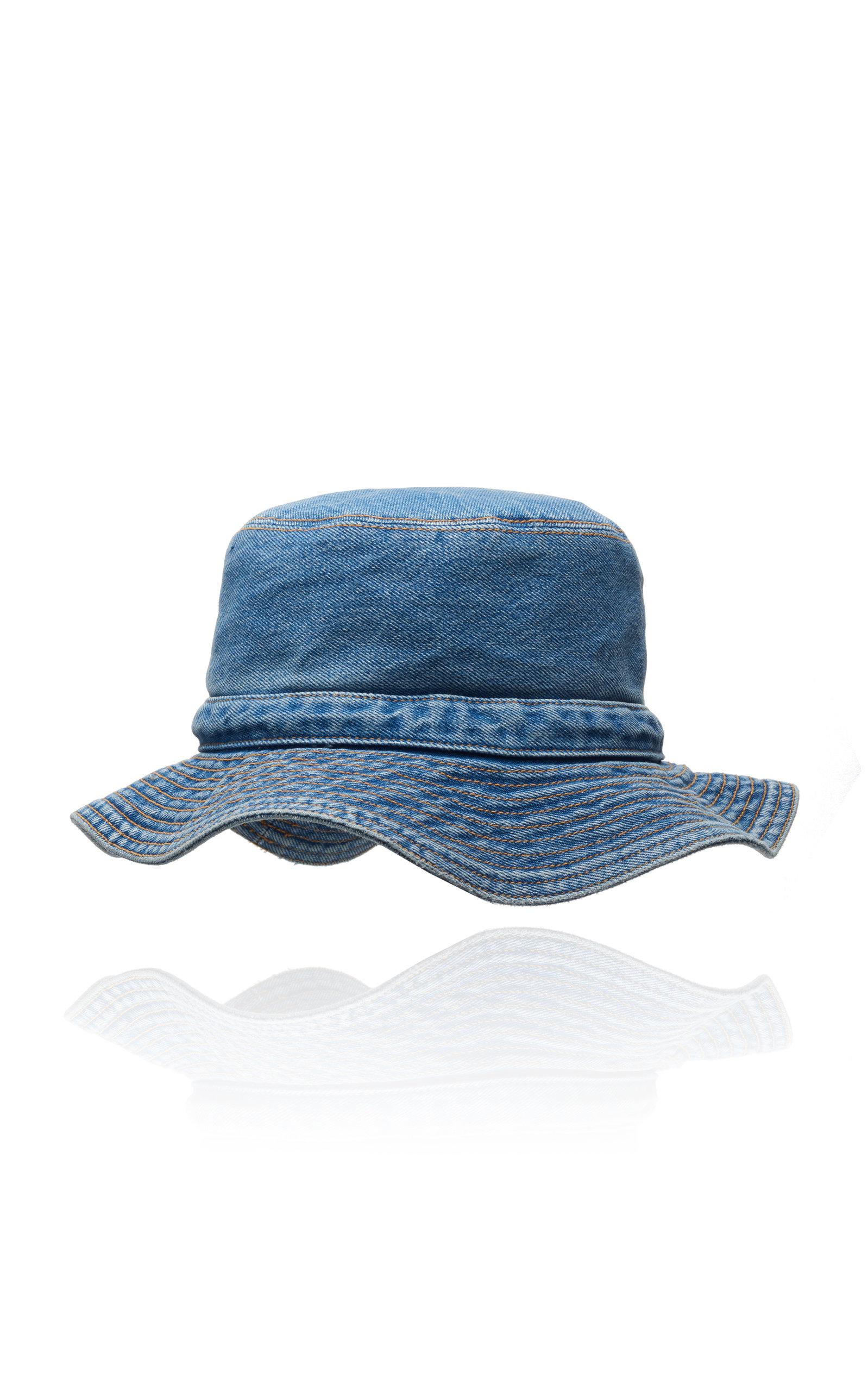 Ganni Washed Denim Bucket Hat in Blue - Lyst