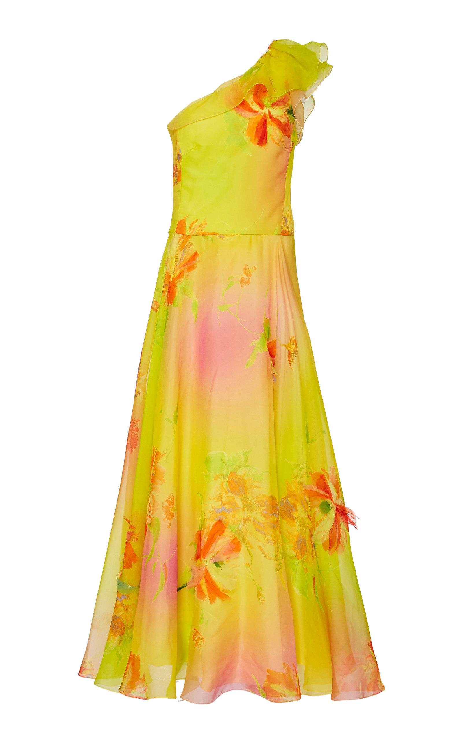 Ralph Lauren Makalla Floral Silk Organza Dress in Yellow - Lyst
