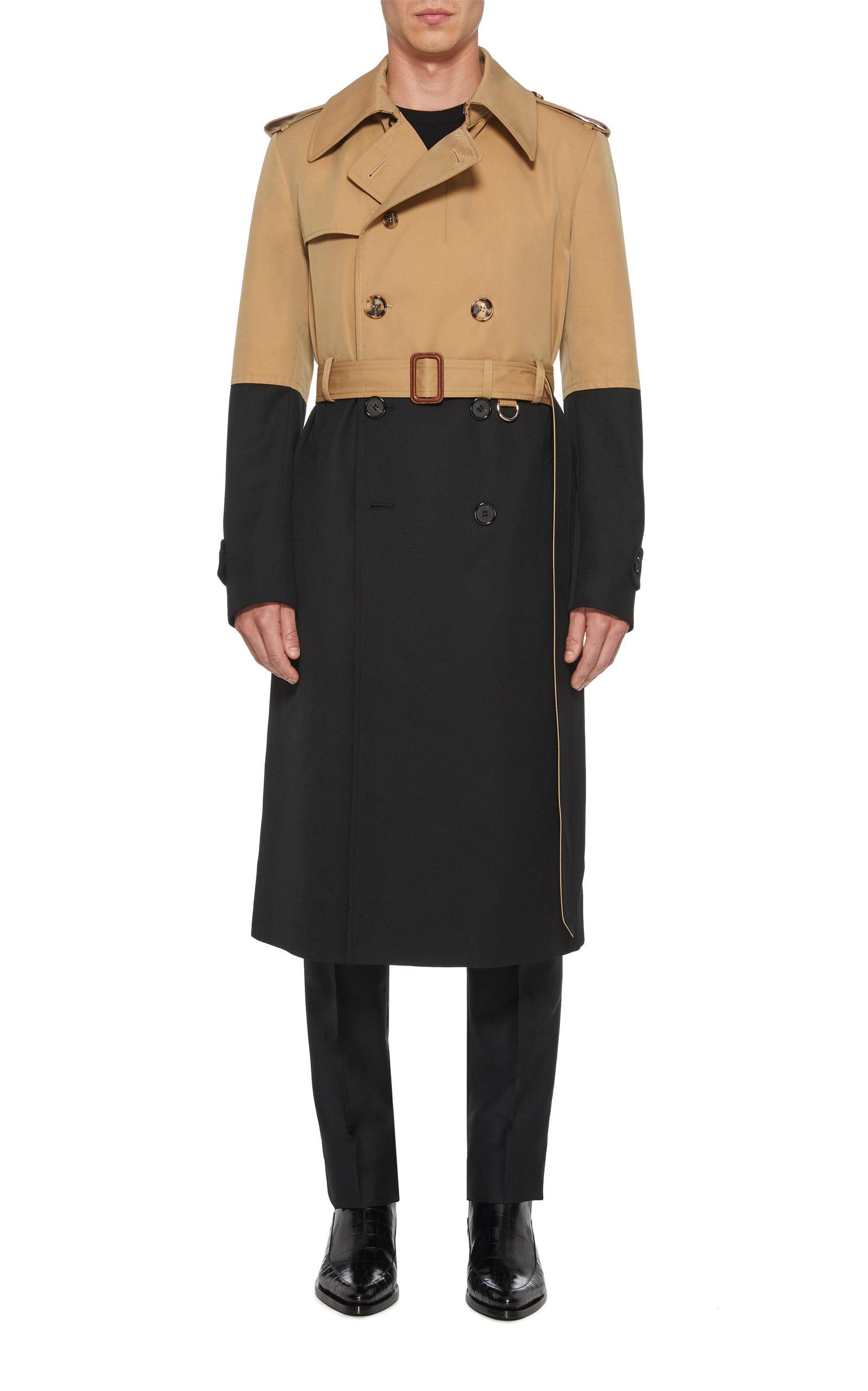Alexander McQueen Colorblocked Cotton-gabardine Trench Coat for Men - Lyst
