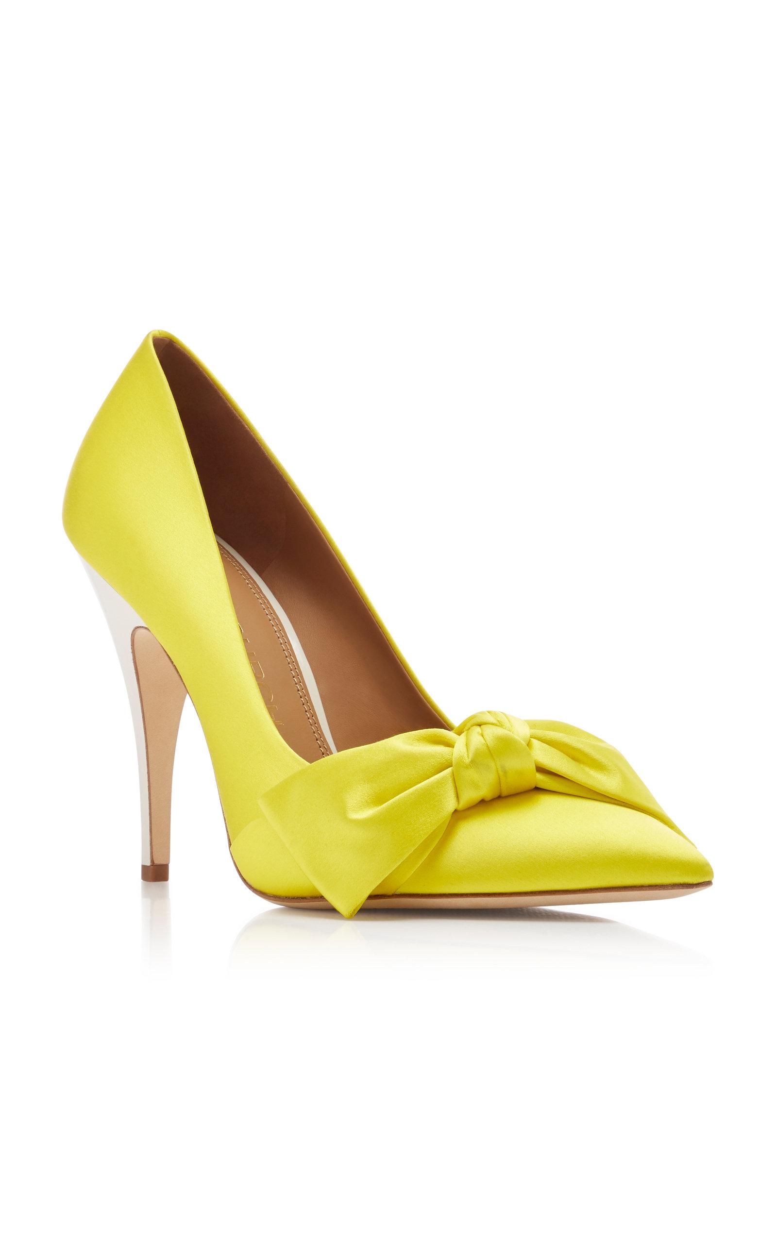 Tory Burch Satin Bow-embellished Pumps in Yellow - Lyst