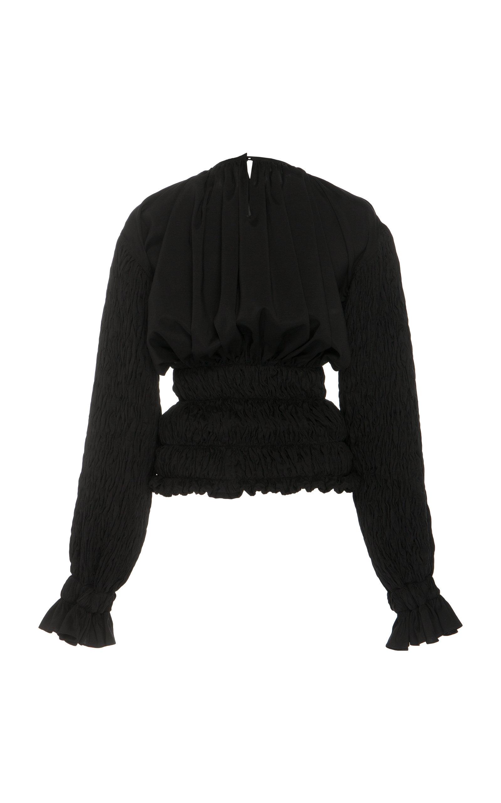 Lemaire Silk-blend Long Sleeve Crew Smock Top in Black - Lyst