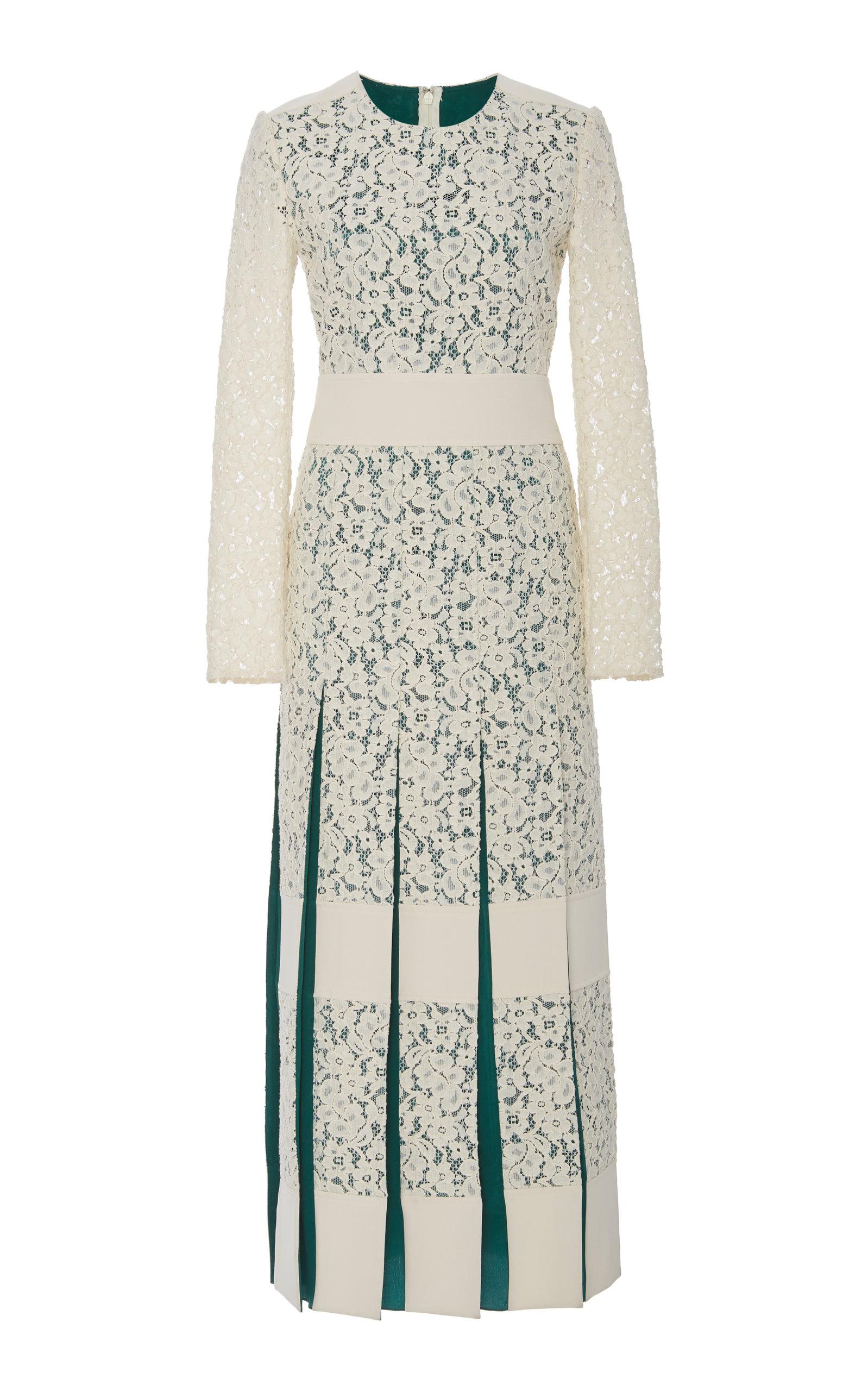 Tory Burch Floral-embroidered Lace Cotton Dress in White - Lyst