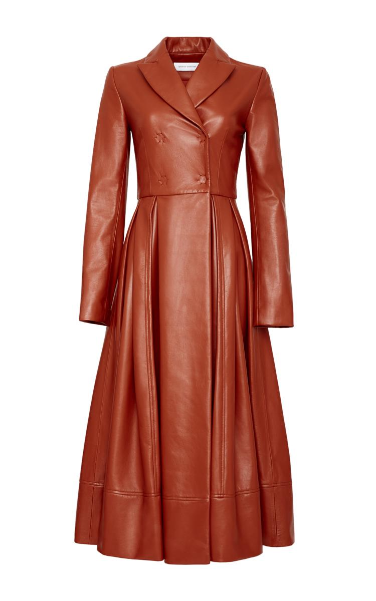 Marina moscone Leather Coat Dress in Brown | Lyst Marina moscone Leather Coat Dress in Brown | Lyst