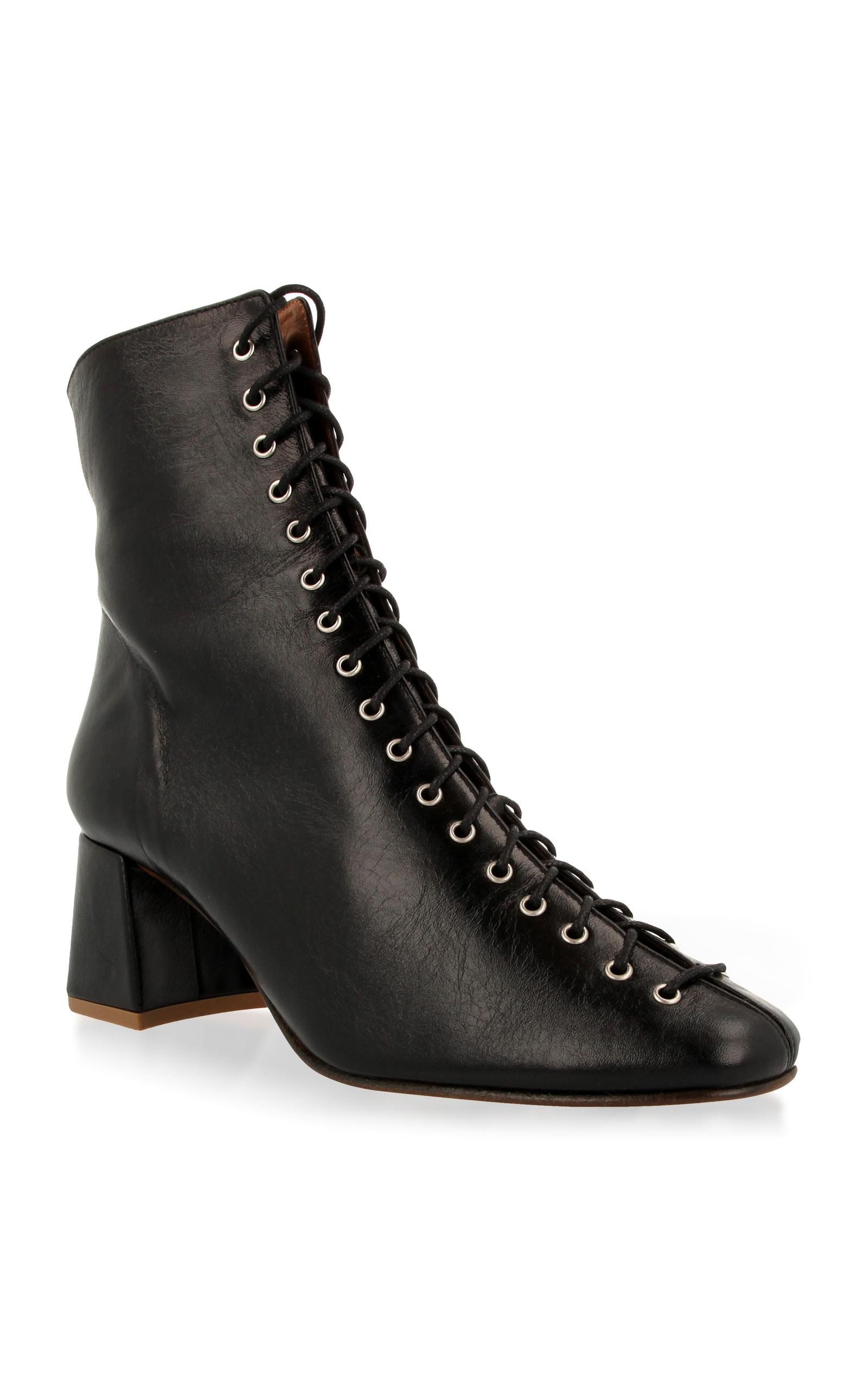 Lyst - By Far Becca Lace Up Leather Boot in Black
