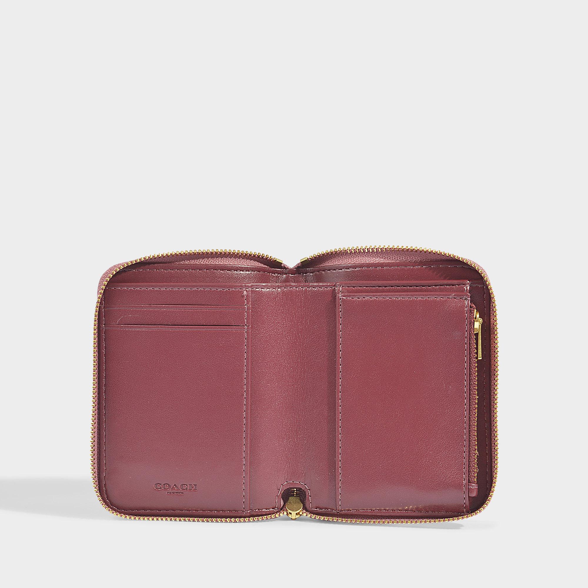 COACH Leather Zip Around Wallet In Pink Calfskin Lyst