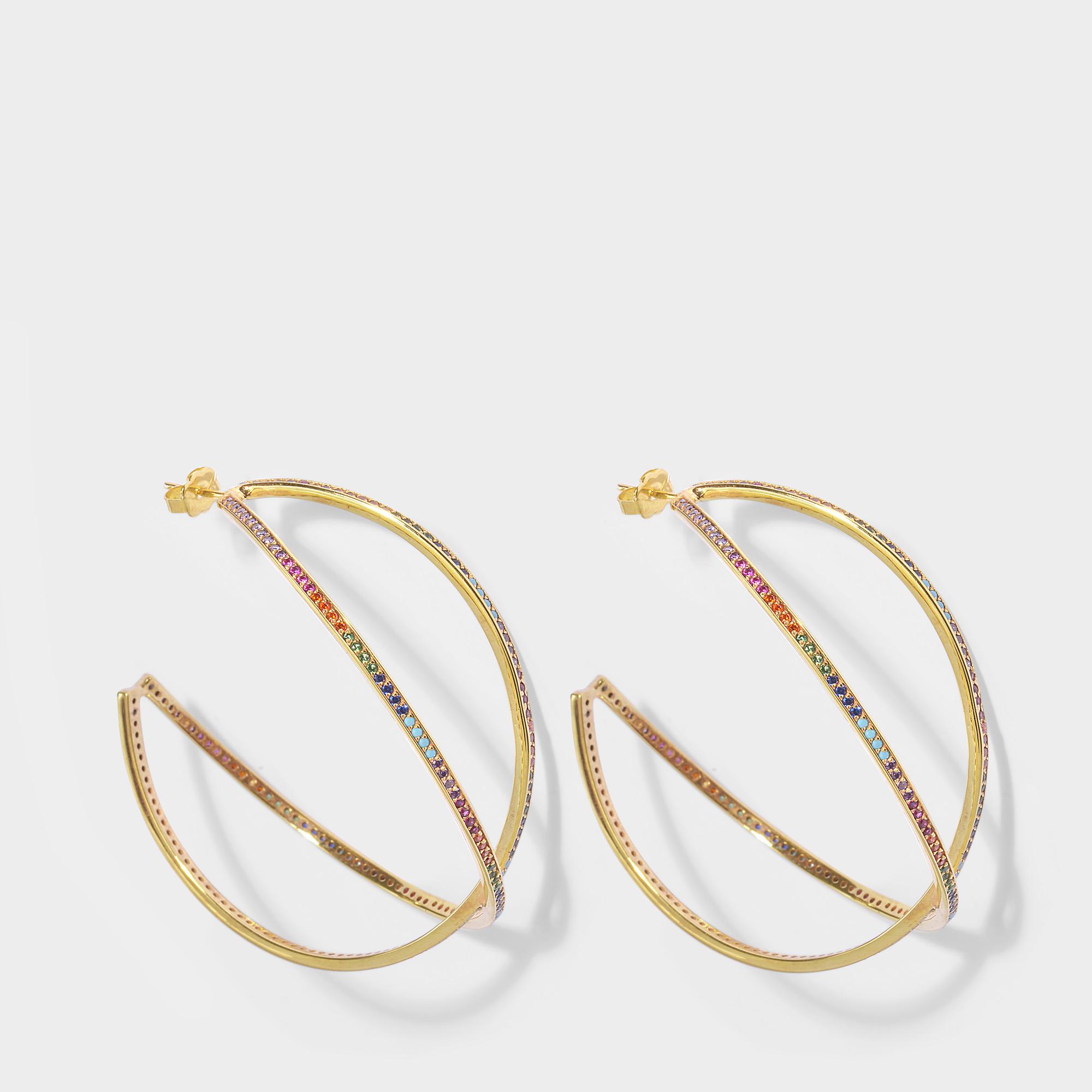Lyst Joanna Laura Constantine Set Of Two Large Criss Cross Rainbow Joanna Laura Constantine Women S Metallic Set Of Two Large Criss Cross Rainbow Hoop Earrings