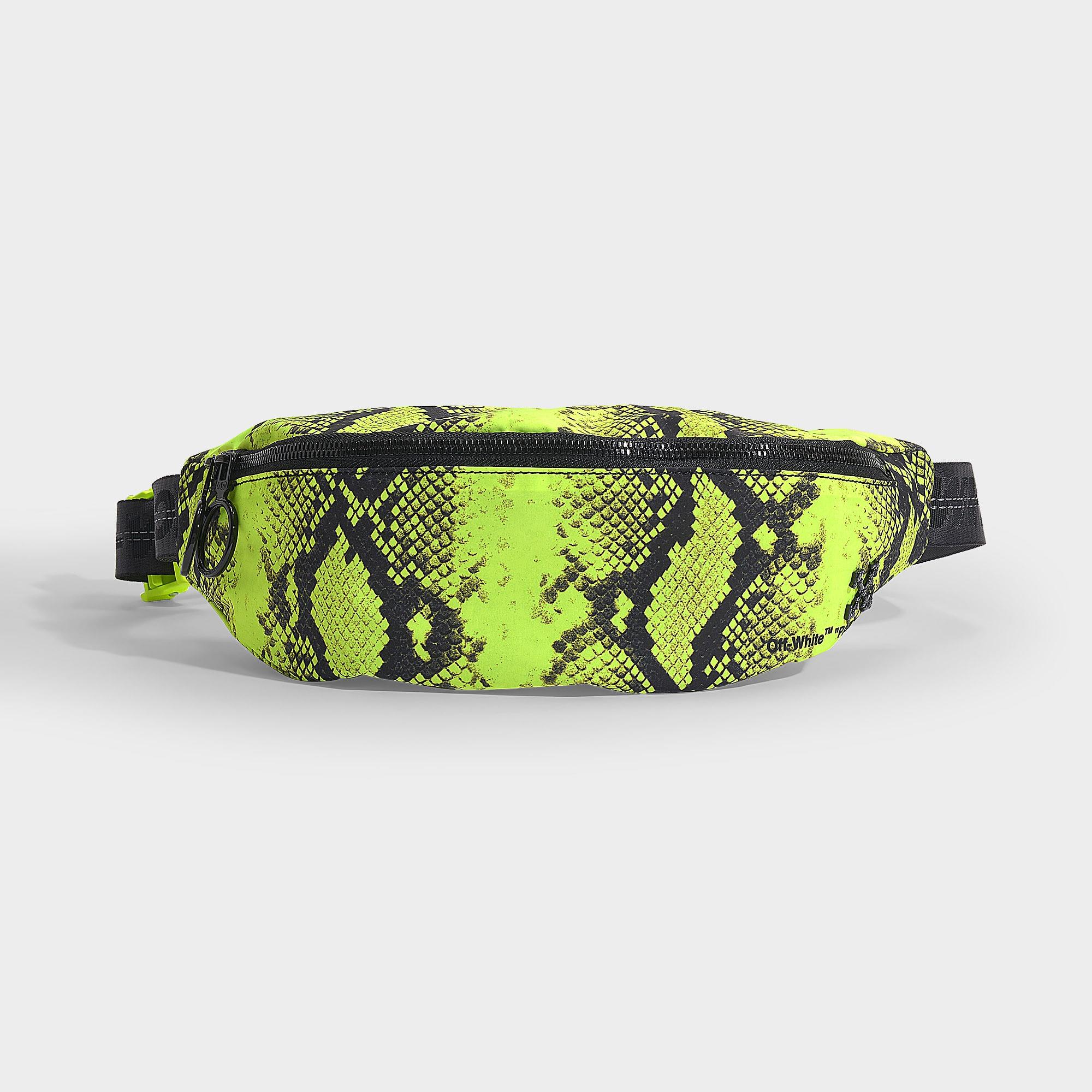 Off-White c/o Virgil Abloh Python Fanny Pack In Neon Yellow Python Printed Leather - Lyst