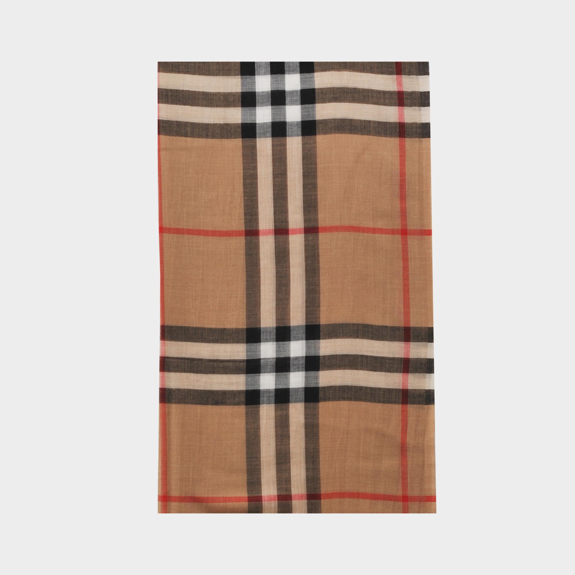Lyst - Burberry Giant Check Gauze Scarf 220x70cm in Natural
