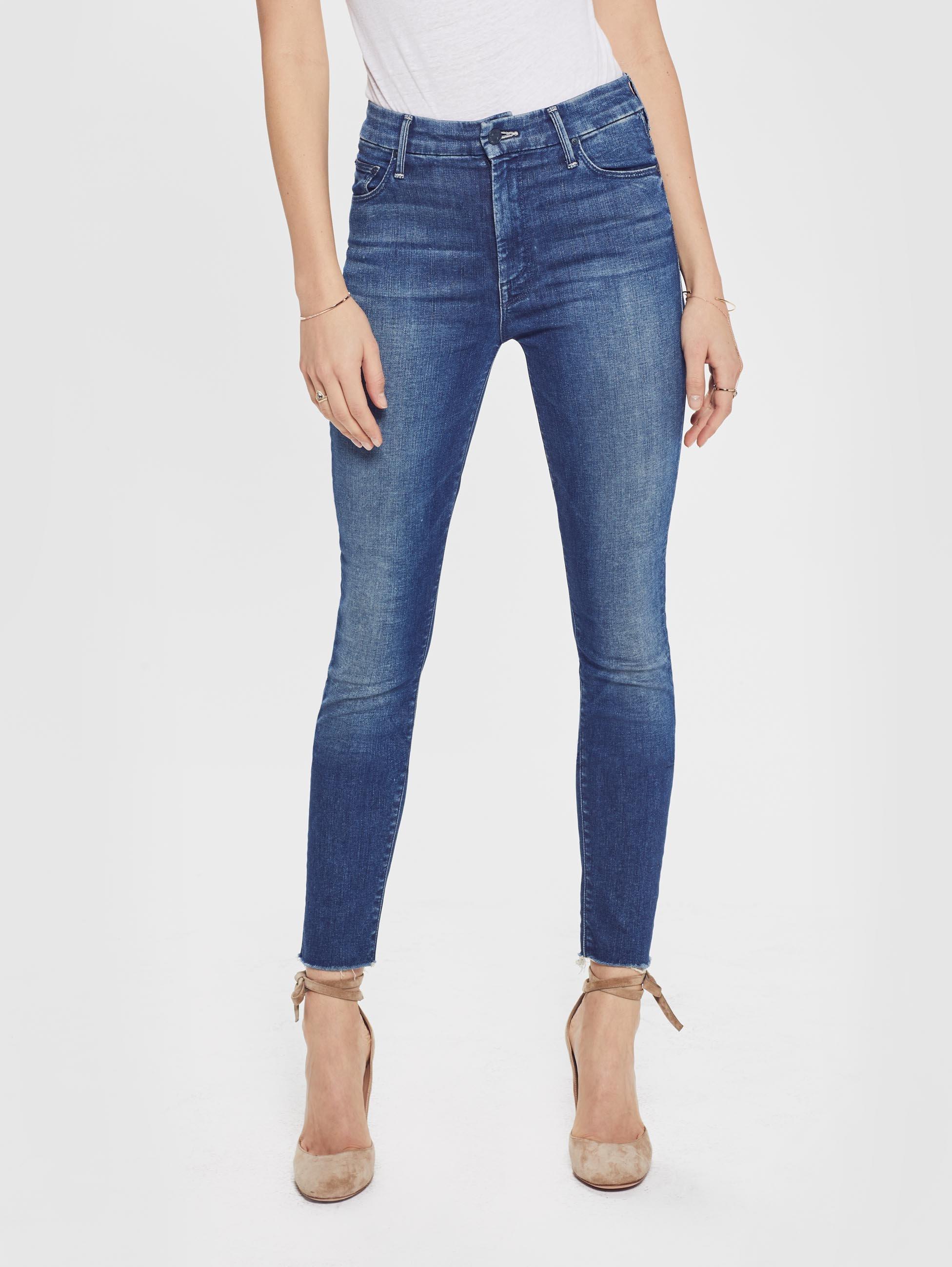 Lyst - Mother Denim The High Waisted Looker Ankle Fray Lure Me In in Blue