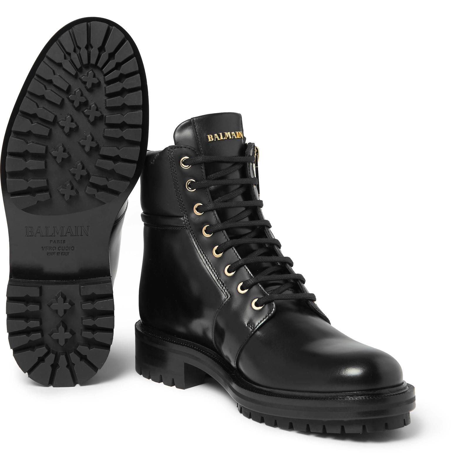 Lyst - Balmain Army Ranger Leather Boots in Black for Men