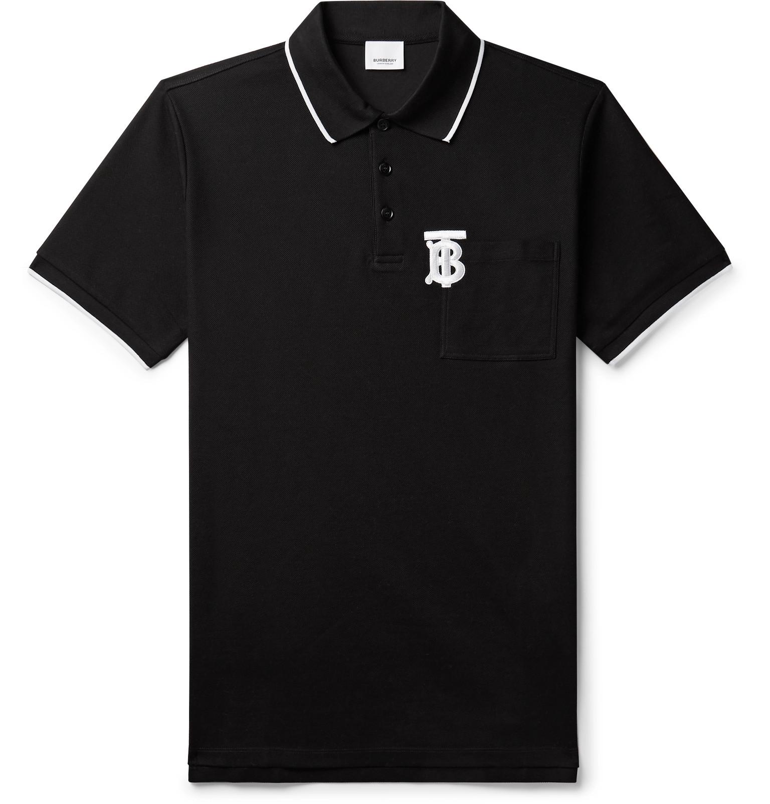 mens black burberry polo shirt