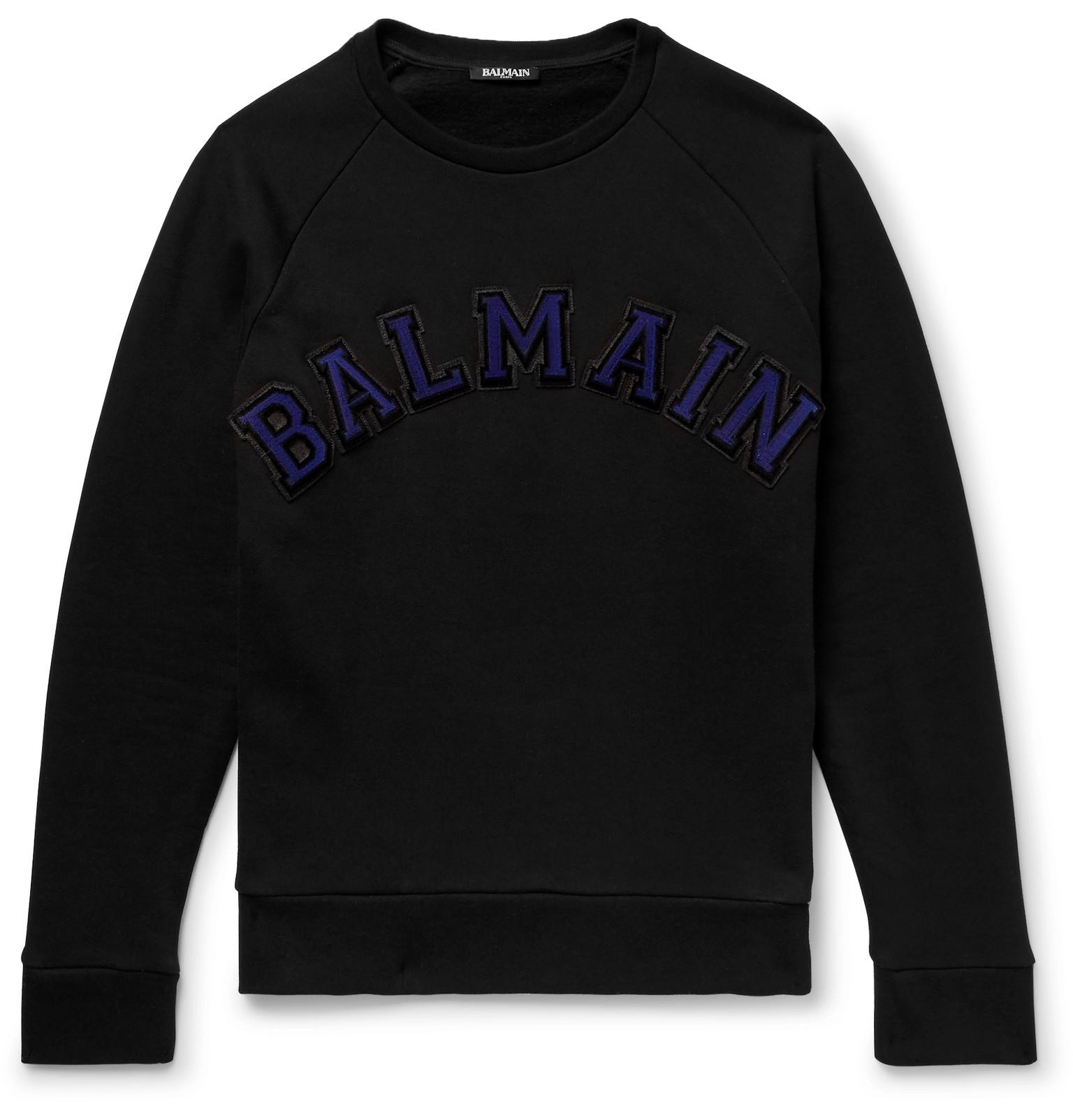 Balmain Sweatshirt Appliquéd Men Cotton Black For View Jersey Back Fleece Logo Fullscreen rw0rF1xU