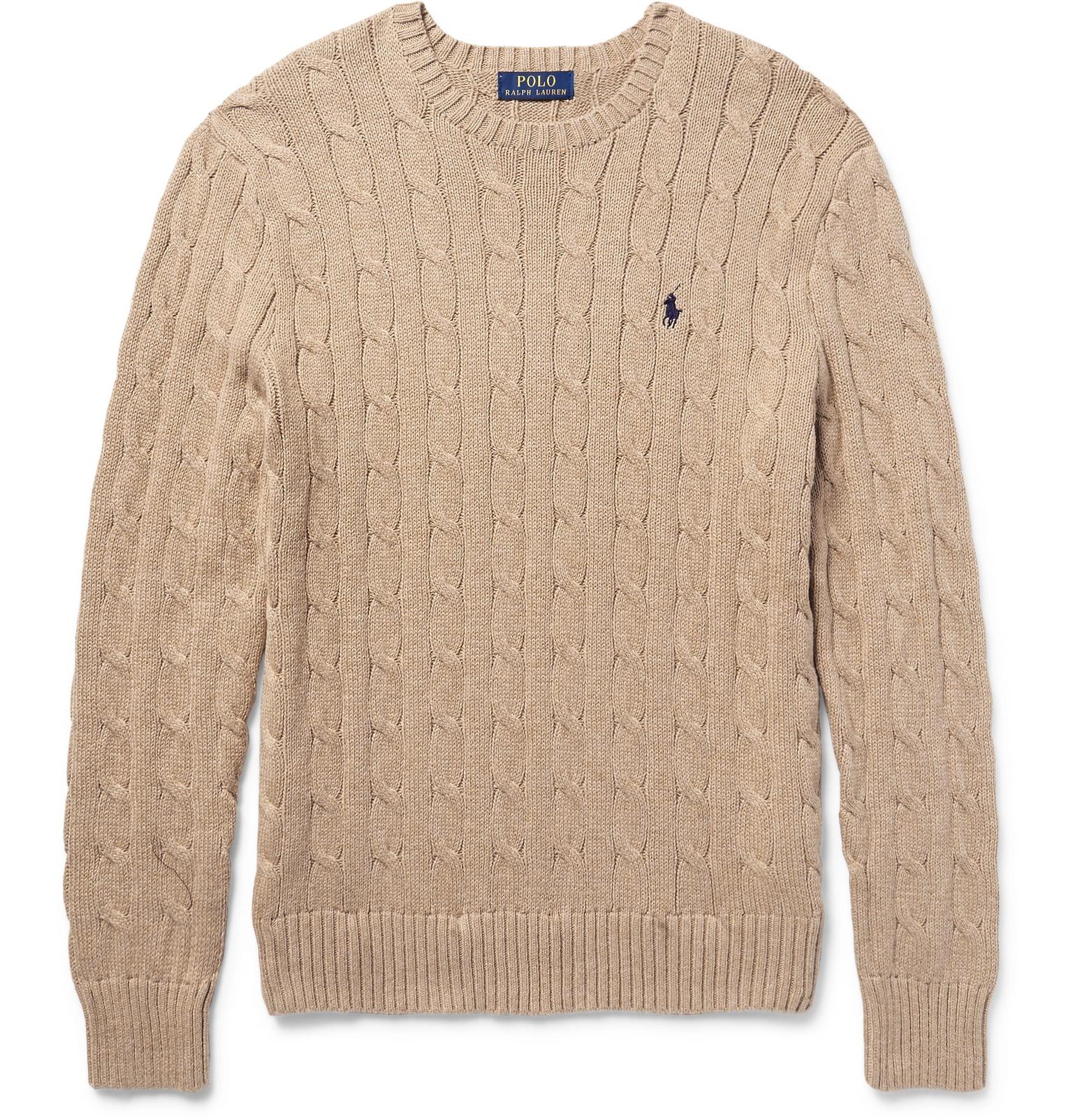 Polo Ralph Lauren Cable-knit Cotton Sweater in Sand (Natural) for Men ...