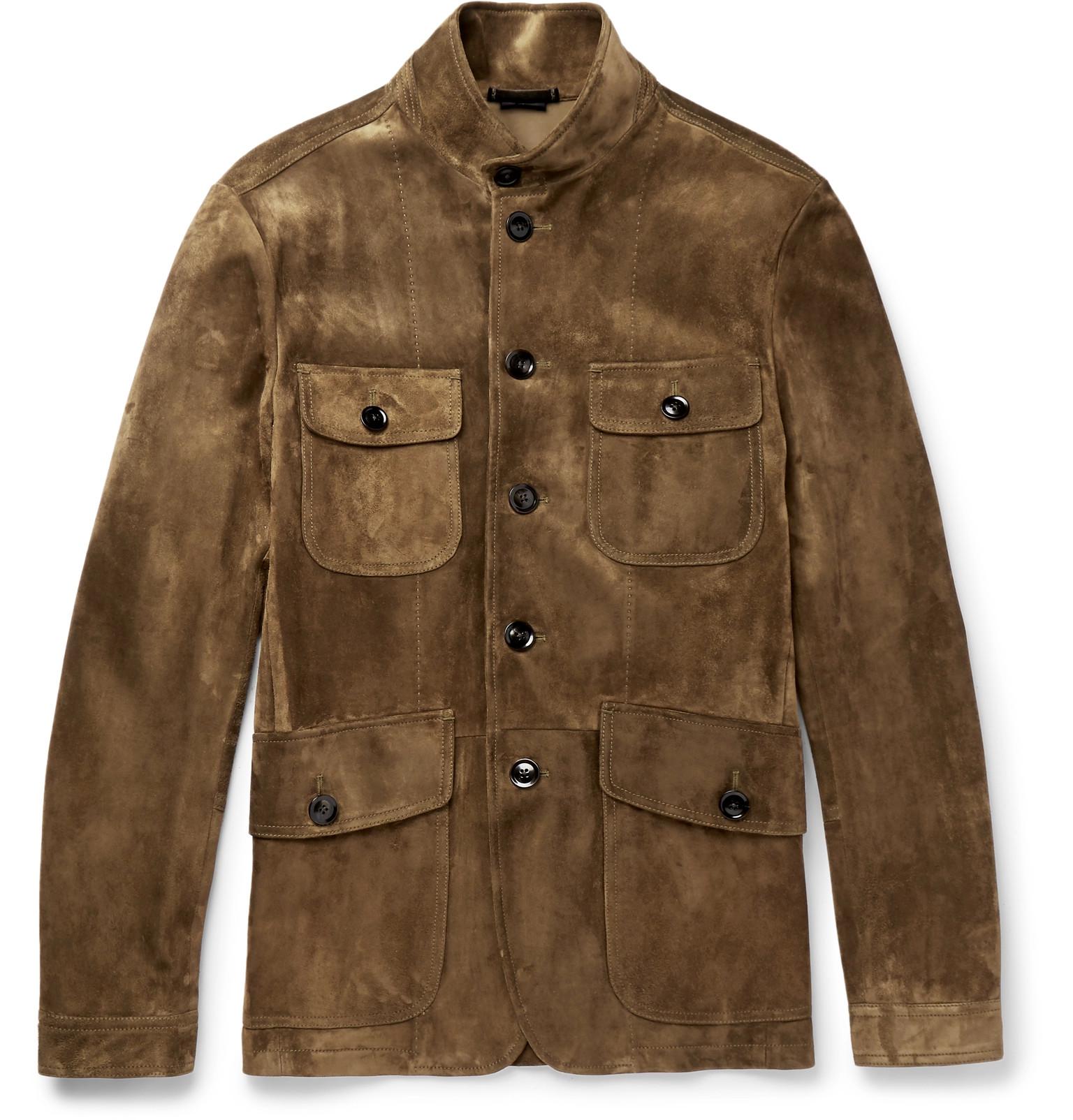 Lyst - Tom Ford Icon Military Slim-fit Suede Field Jacket in Brown for Men
