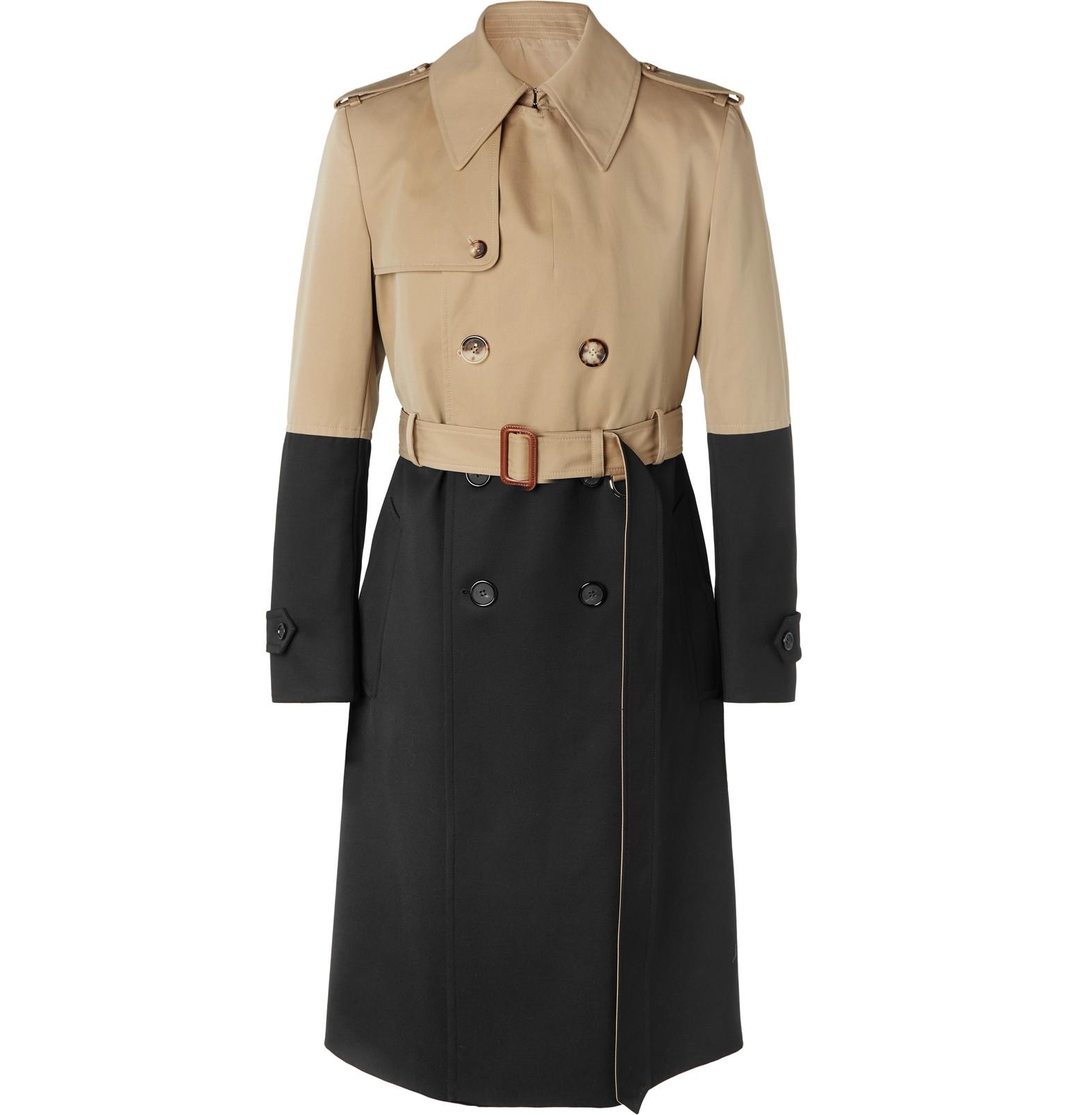 Alexander McQueen Colour-block Cotton-gabardine And Wool Trench Coat in ...
