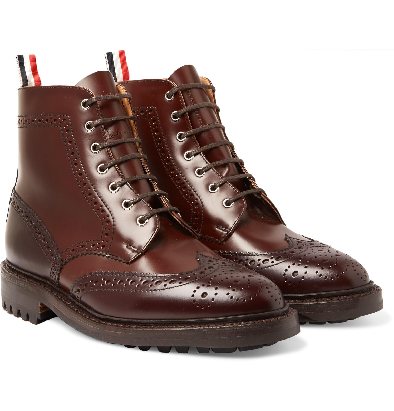 Lyst - Thom Browne Leather Classic Wingtip Boots in Brown