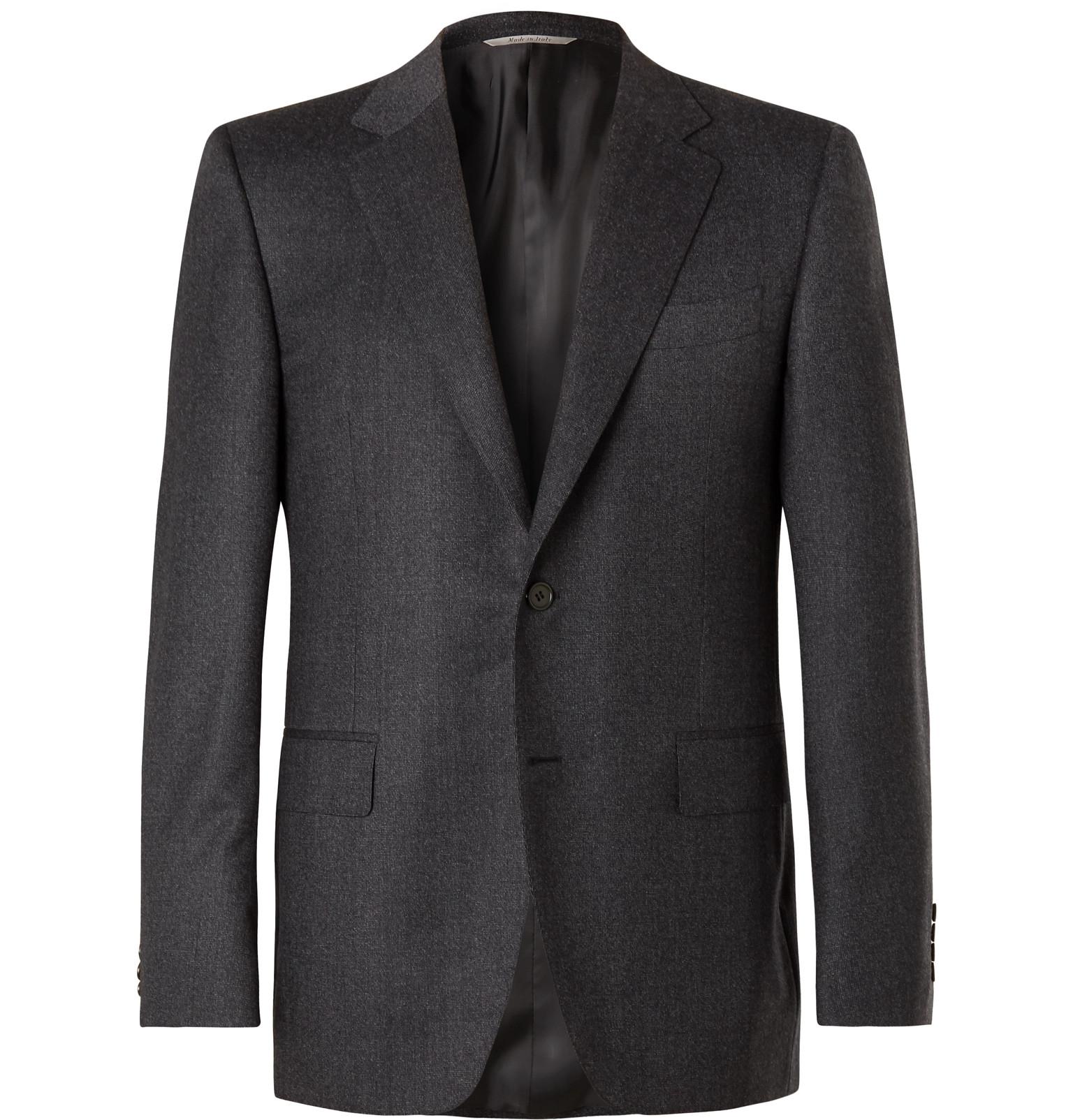 Canali Charcoal Super 120s Virgin Wool Suit Jacket in Gray for Men - Lyst