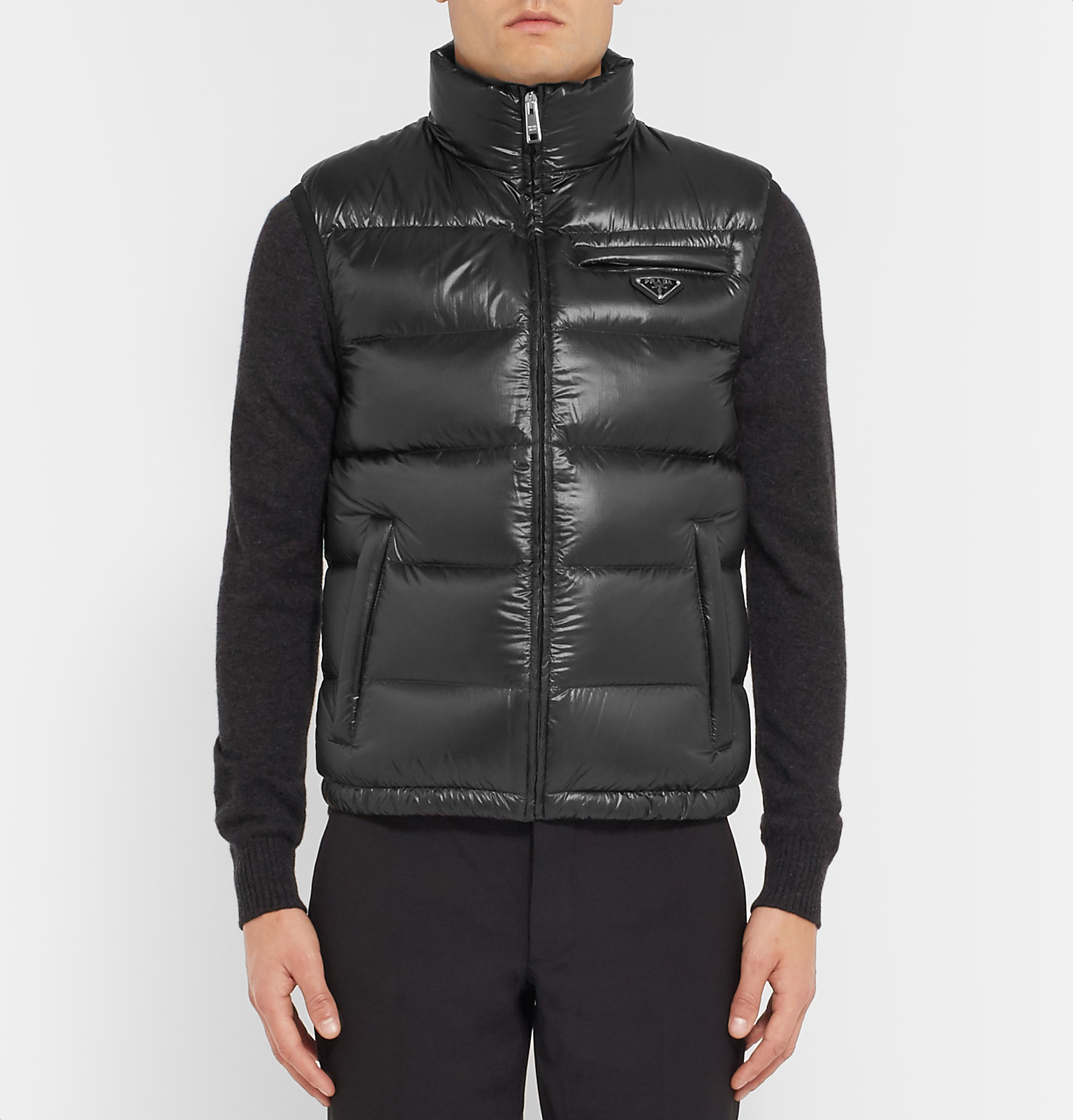 Lyst - Prada Quilted Ripstop Down Gilet in Black for Men