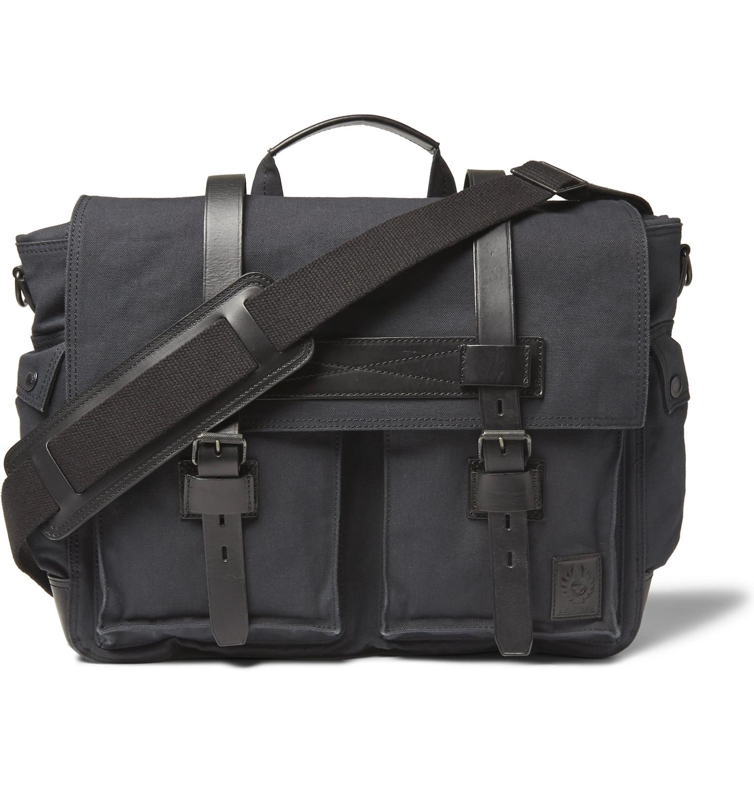 Lyst - Belstaff Colonial Leather-trimmed Cotton-canvas Messenger Bag in ...