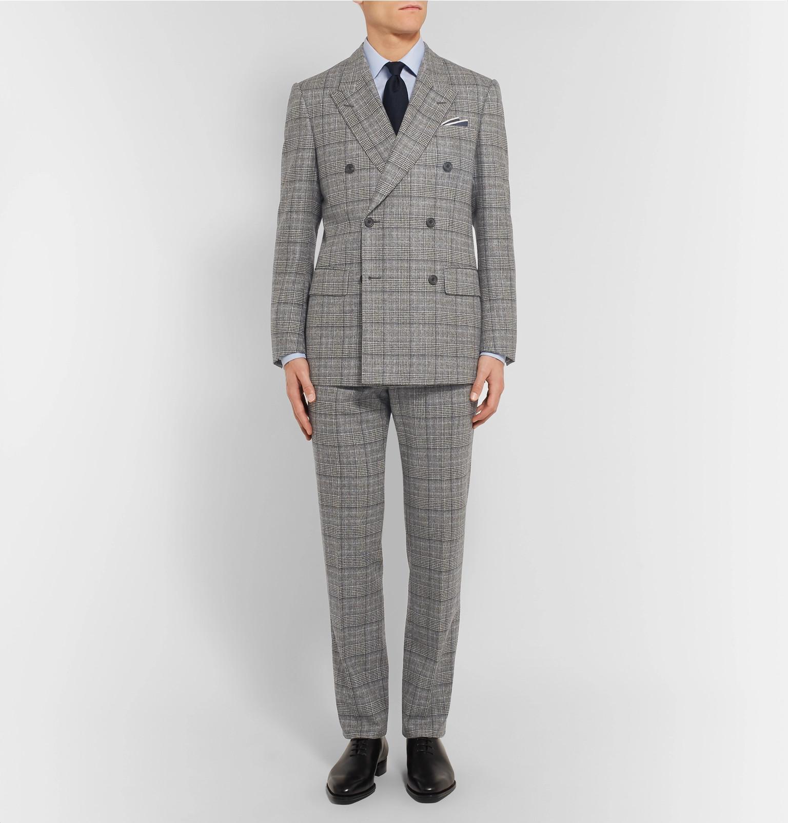 Lyst - Kingsman Grey Checked Wool Suit Trousers in Gray for Men