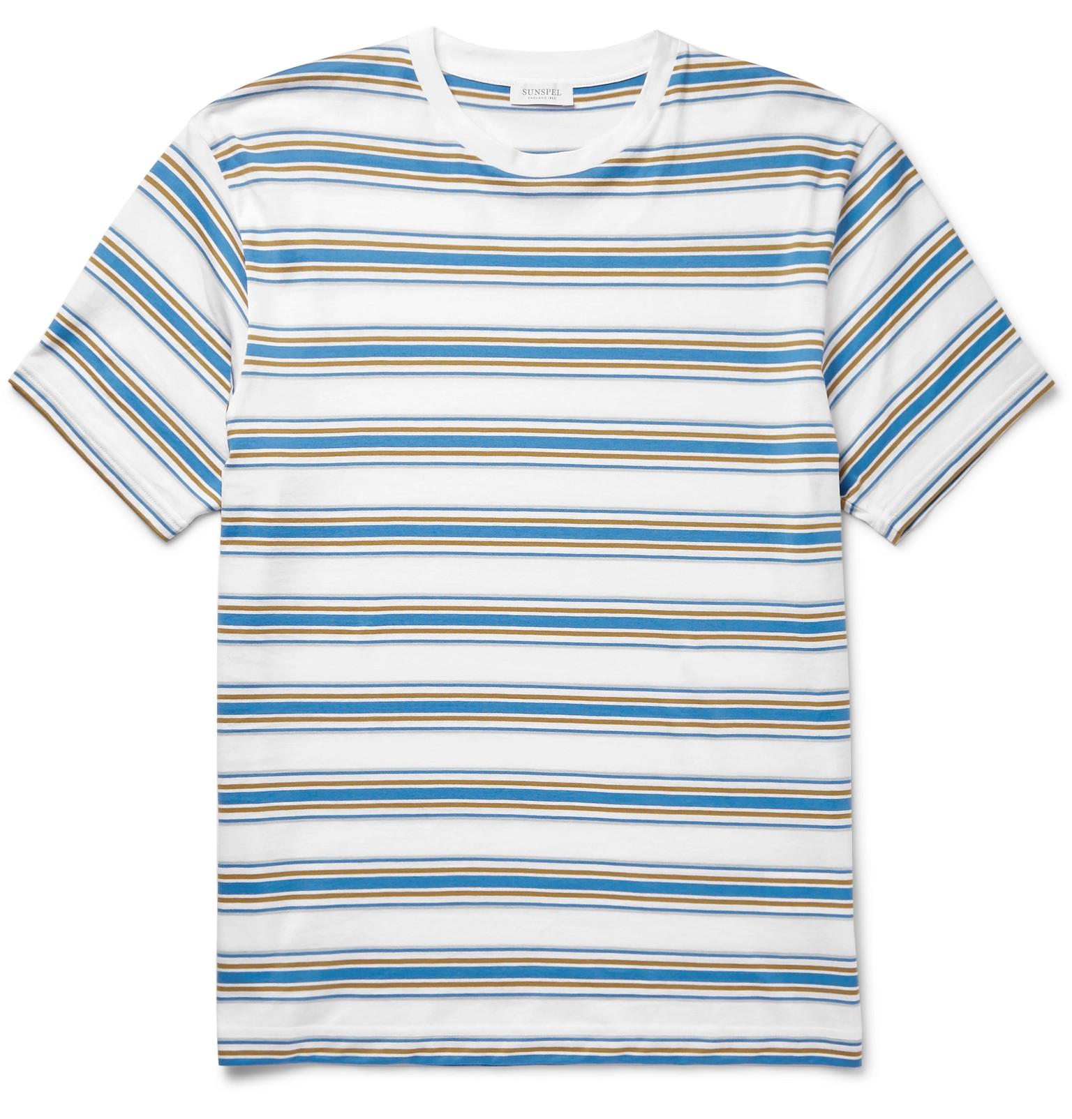 Lyst - Sunspel Striped Cotton-jersey T-shirt in Blue for Men