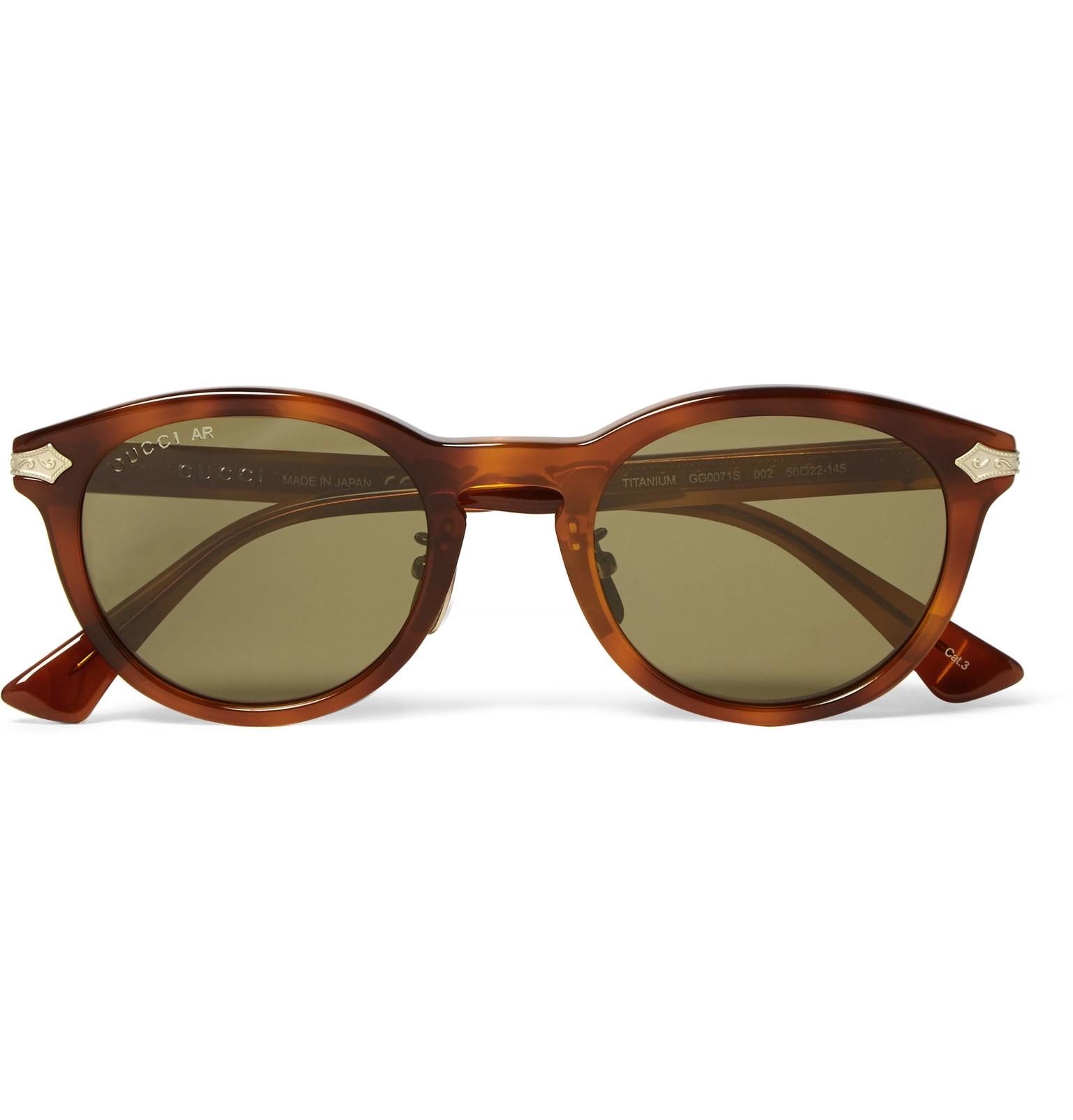 Gucci Round Frame Tortoiseshell Acetate And Titanium Sunglasses In Brown For Men Lyst