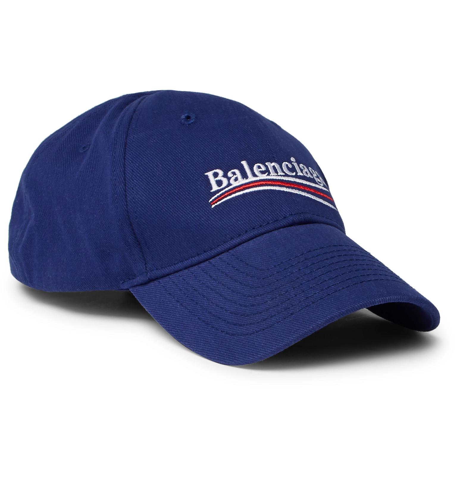 Balenciaga Embroidered Cotton Baseball Cap in Blue for Men - Lyst