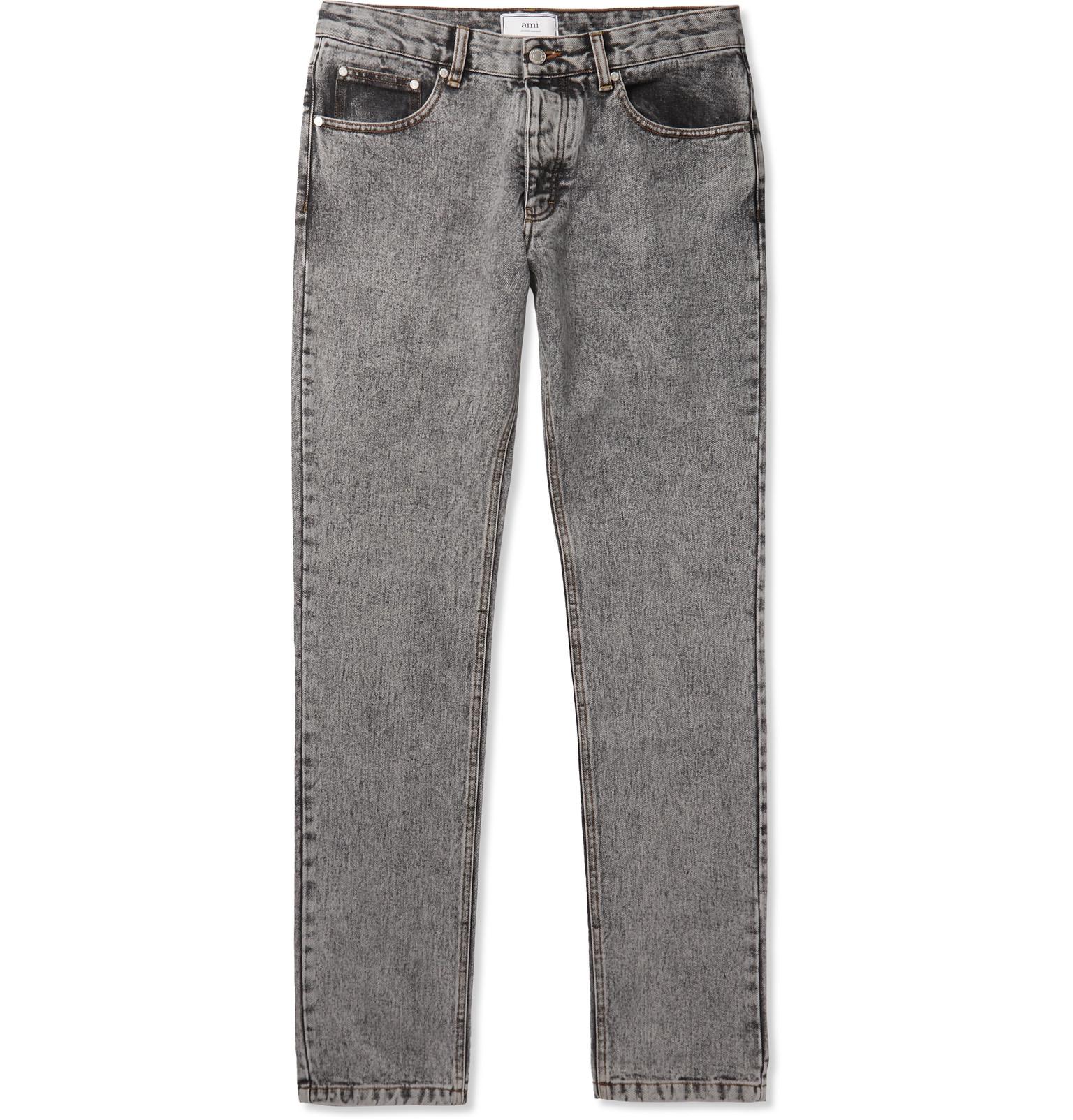 AMI Slim-fit Denim Jeans in Gray for Men - Lyst