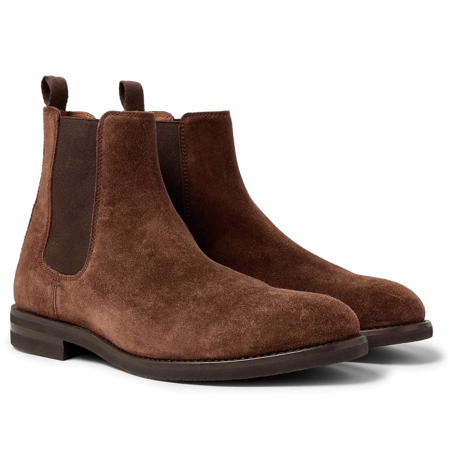 Brunello Cucinelli Suede Chelsea Boots In Brown For Men Lyst