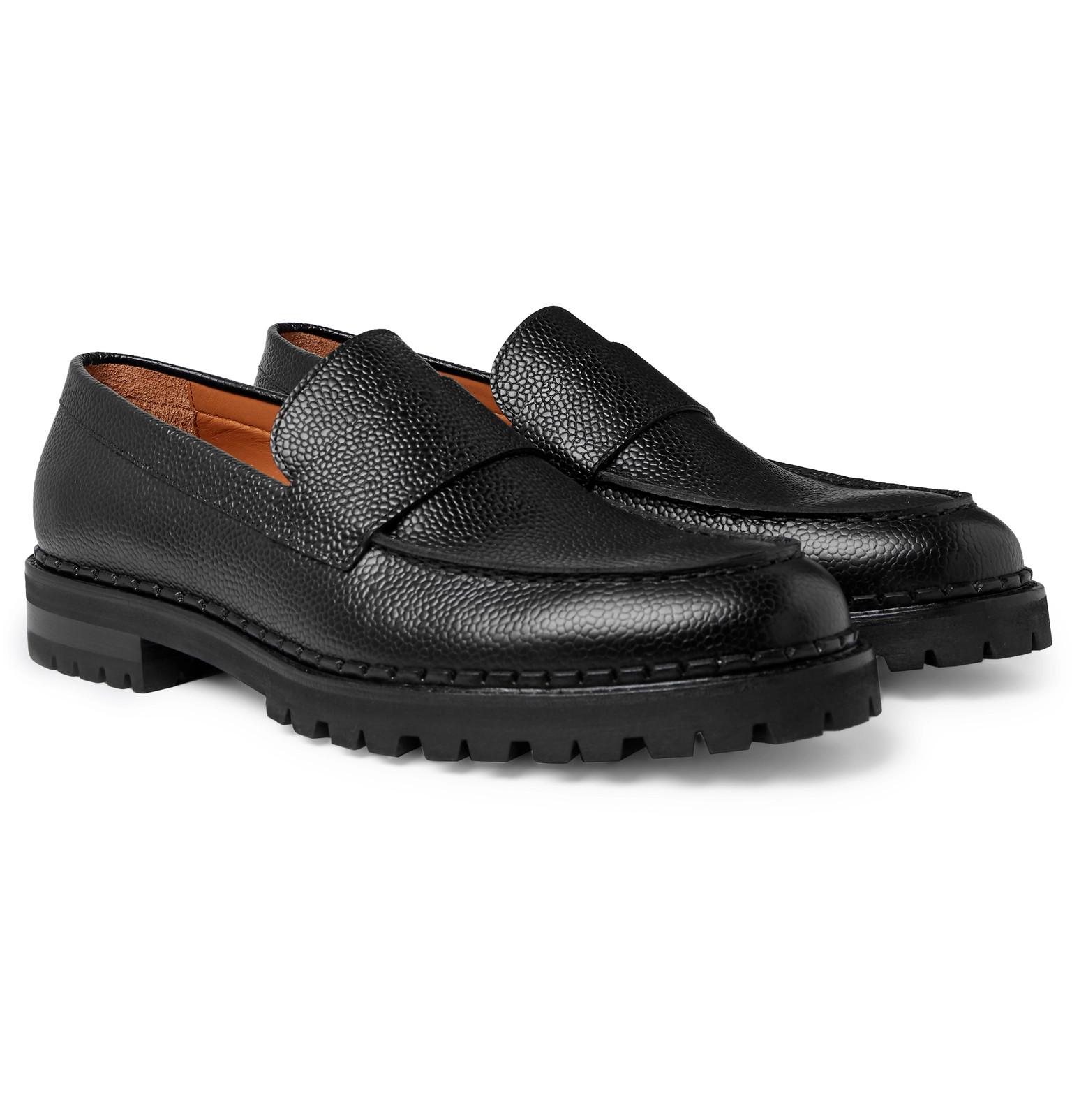 Lanvin Pebblegrain Leather Loafers in Black for Men Lyst