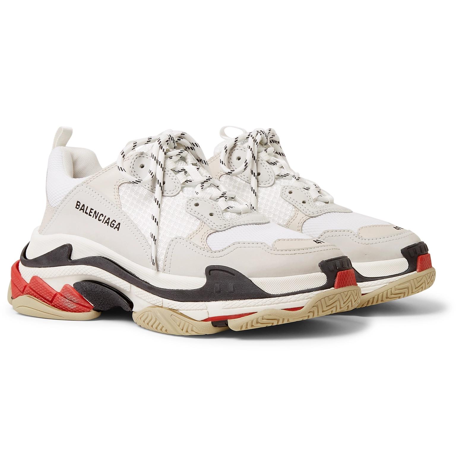 balenciaga mens triple s leather and mesh trainers