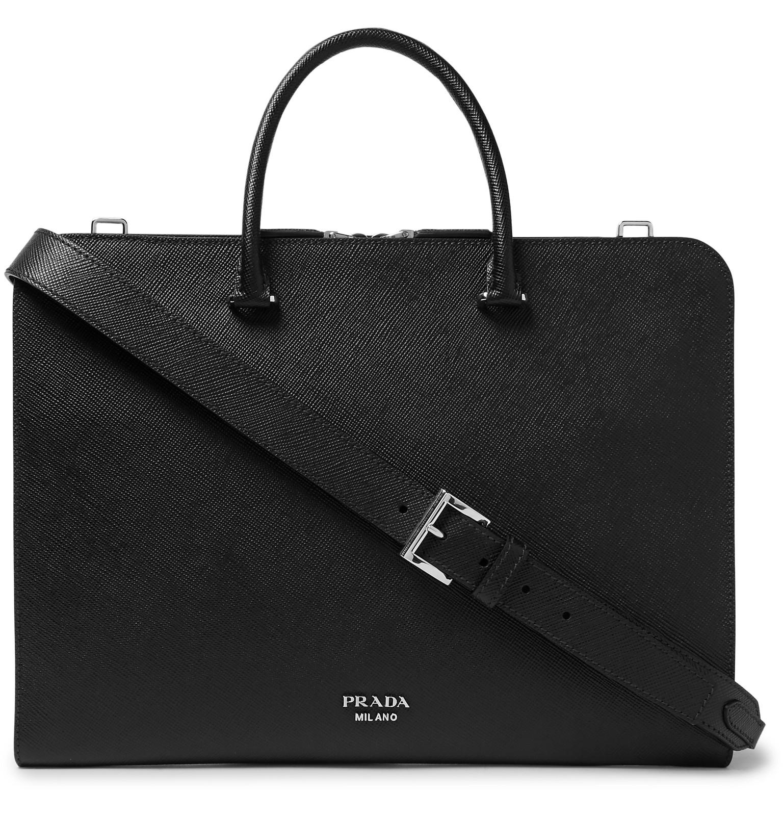 Lyst - Prada Saffiano Leather Briefcase in Black for Men
