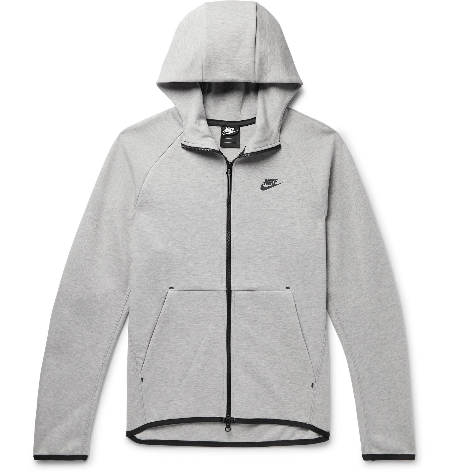 Nike Sportswear Mélange Cotton-blend Tech Fleece Zip-up Hoodie in Gray