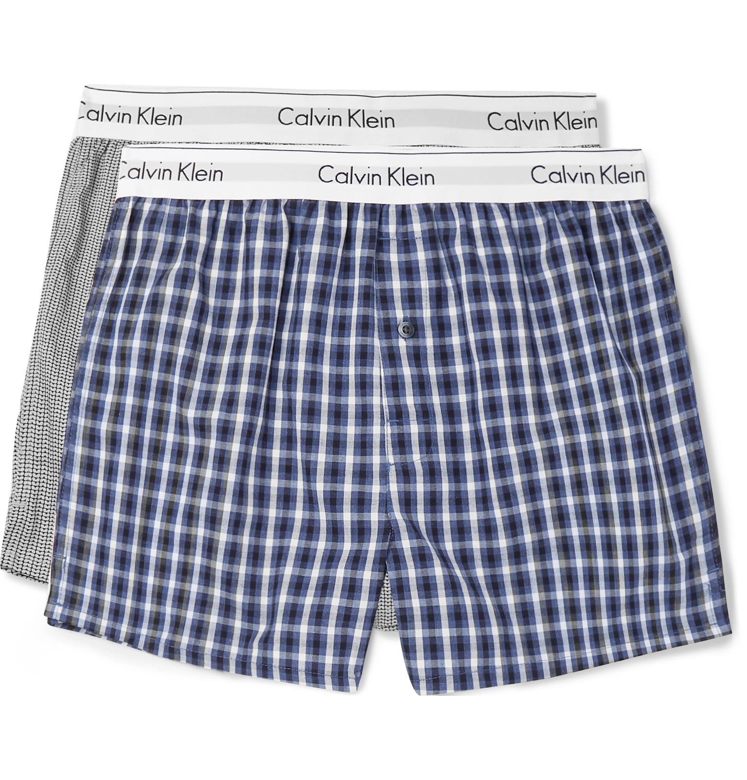 Lyst Calvin Klein Twopack Printed Cotton Boxer Shorts in Blue for Men