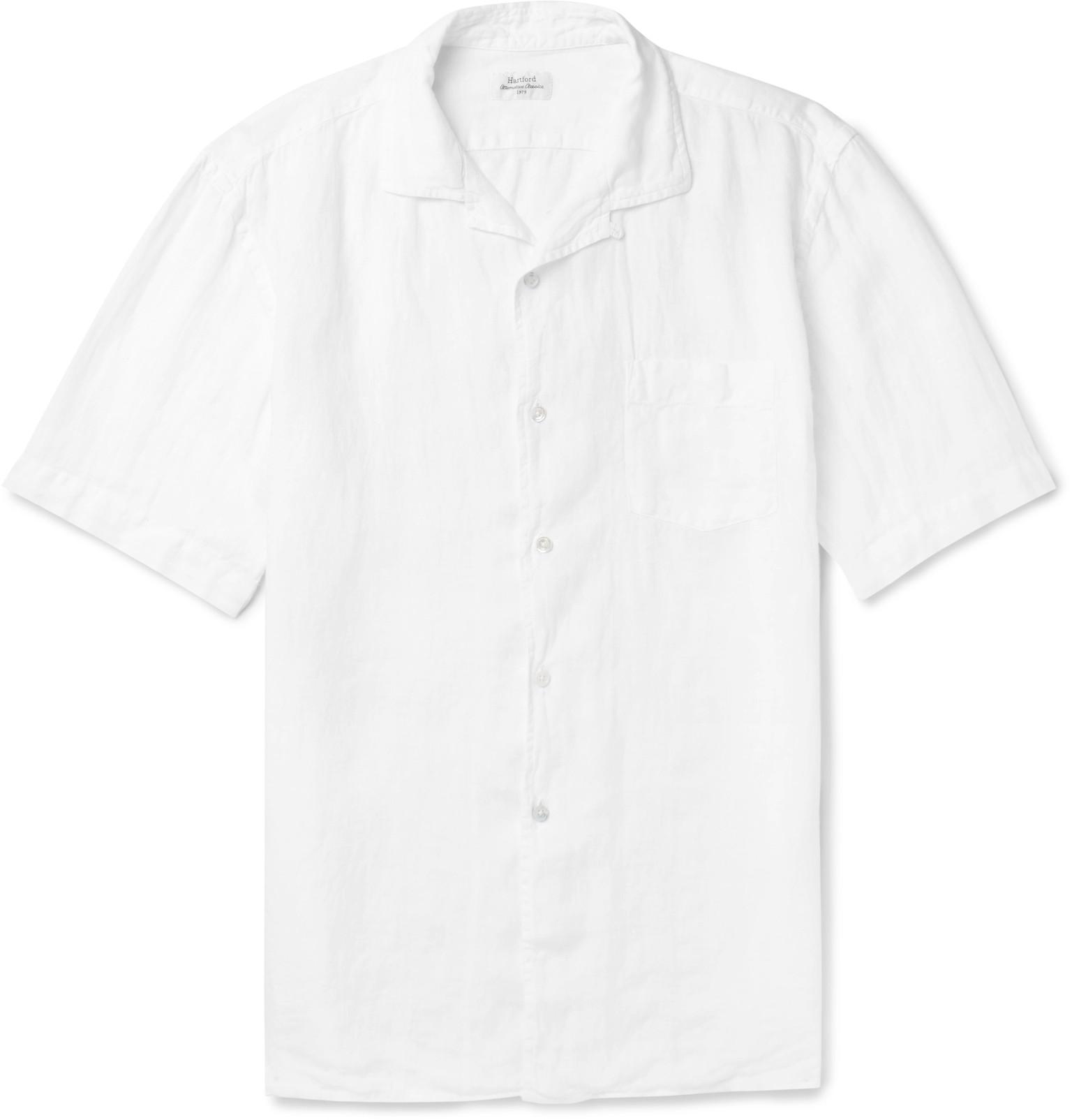 Hartford Camp-collar Linen Shirt in White for Men - Lyst