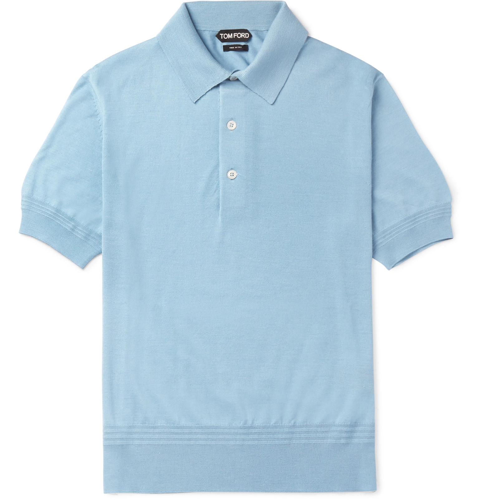 Lyst - Tom Ford Slim-fit Cashmere And Silk-blend Piqué Polo Shirt in ...