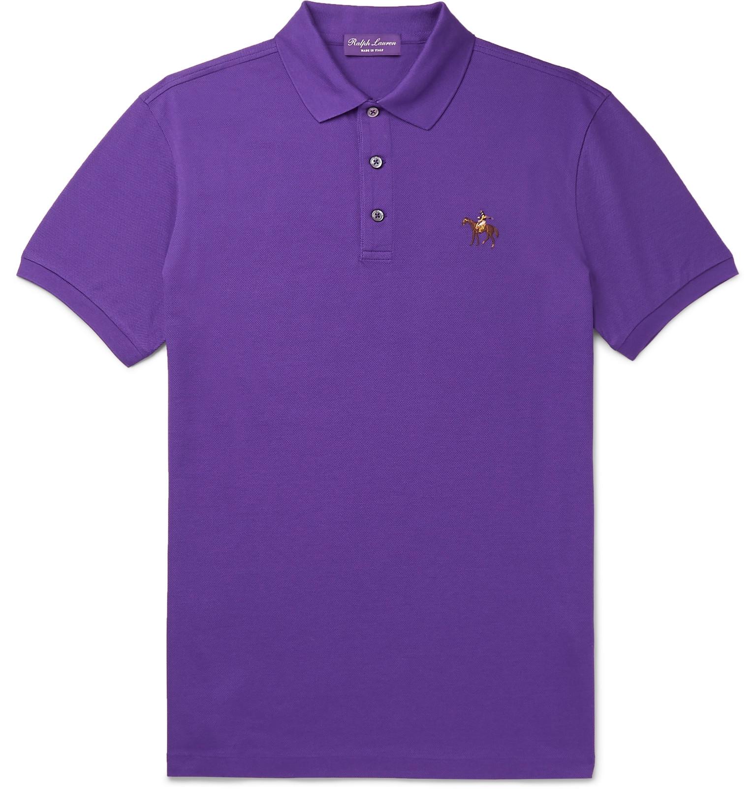 Lyst - Ralph Lauren Purple Label Cotton-piqué Polo Shirt in Purple for Men