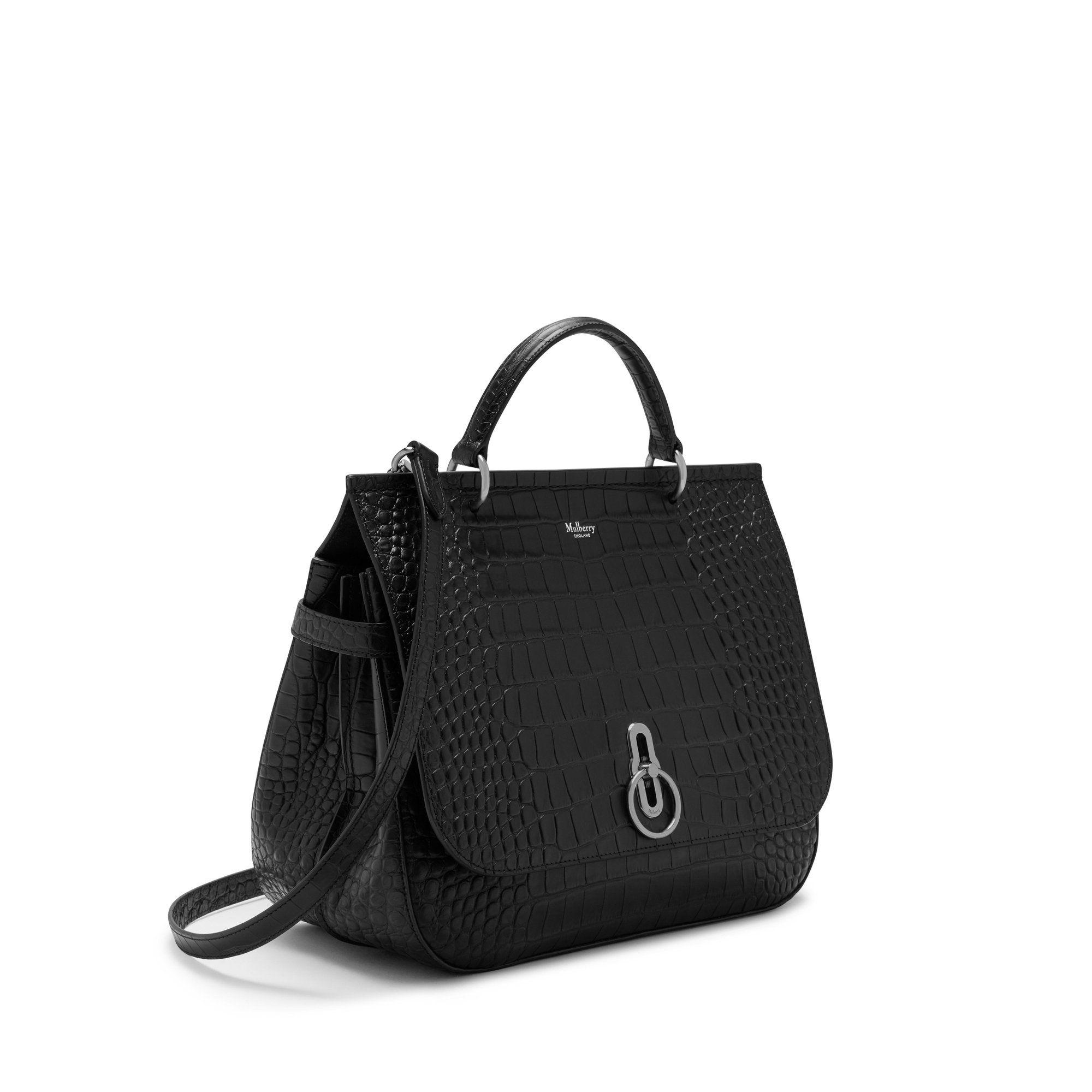 mulberry amberley black croc
